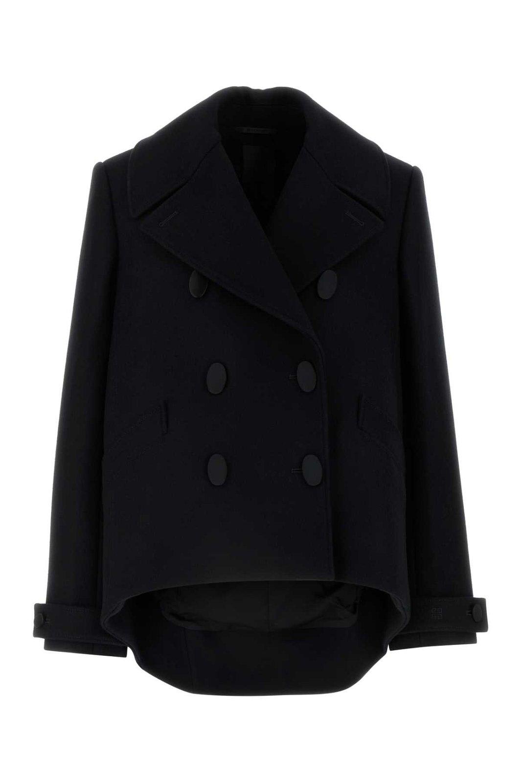 Shop Givenchy Oversized Asymmetric Peacoat In Black