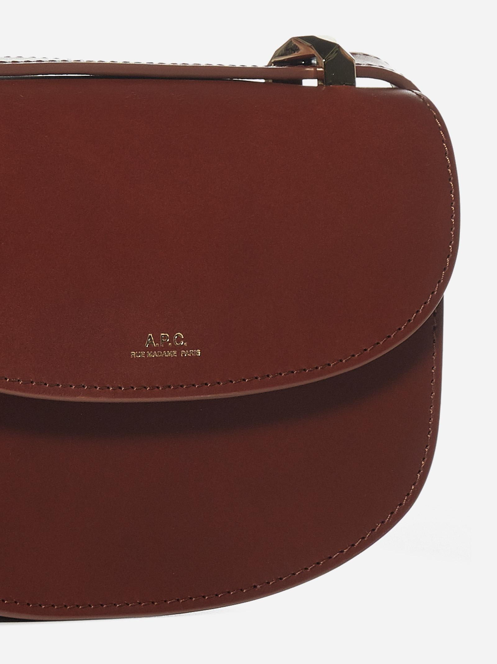 Shop Apc Geneve Mini Leather Shoulder Bag In Brown