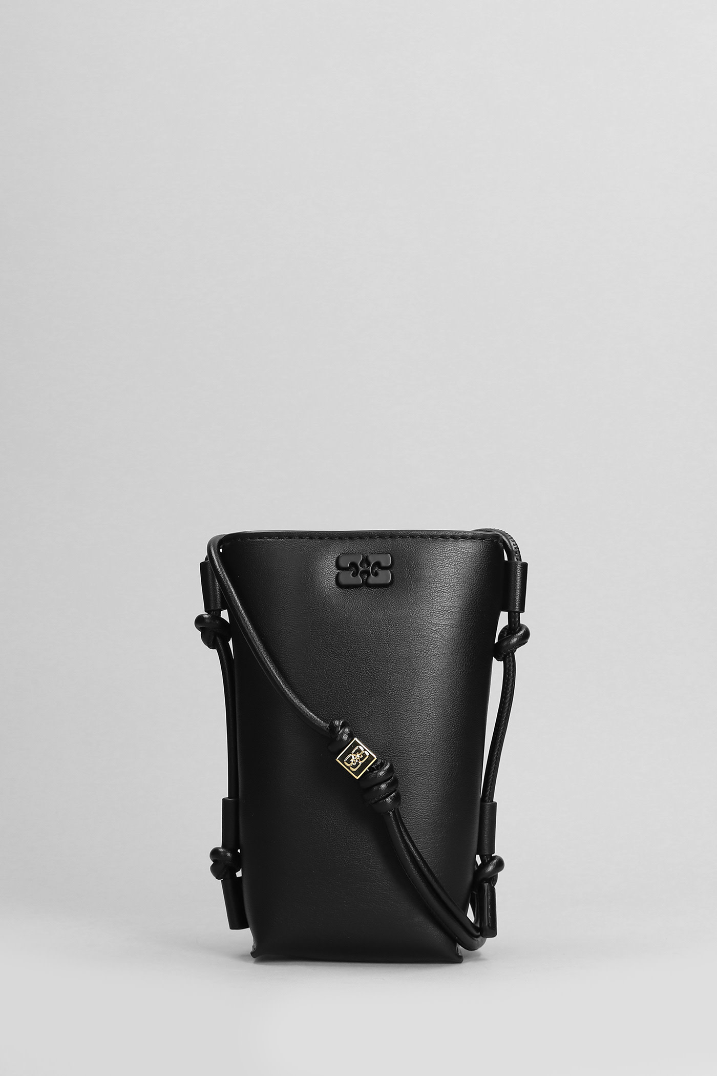 Shop Ganni Bou Crossbody Shoulder Bag In Black Leather