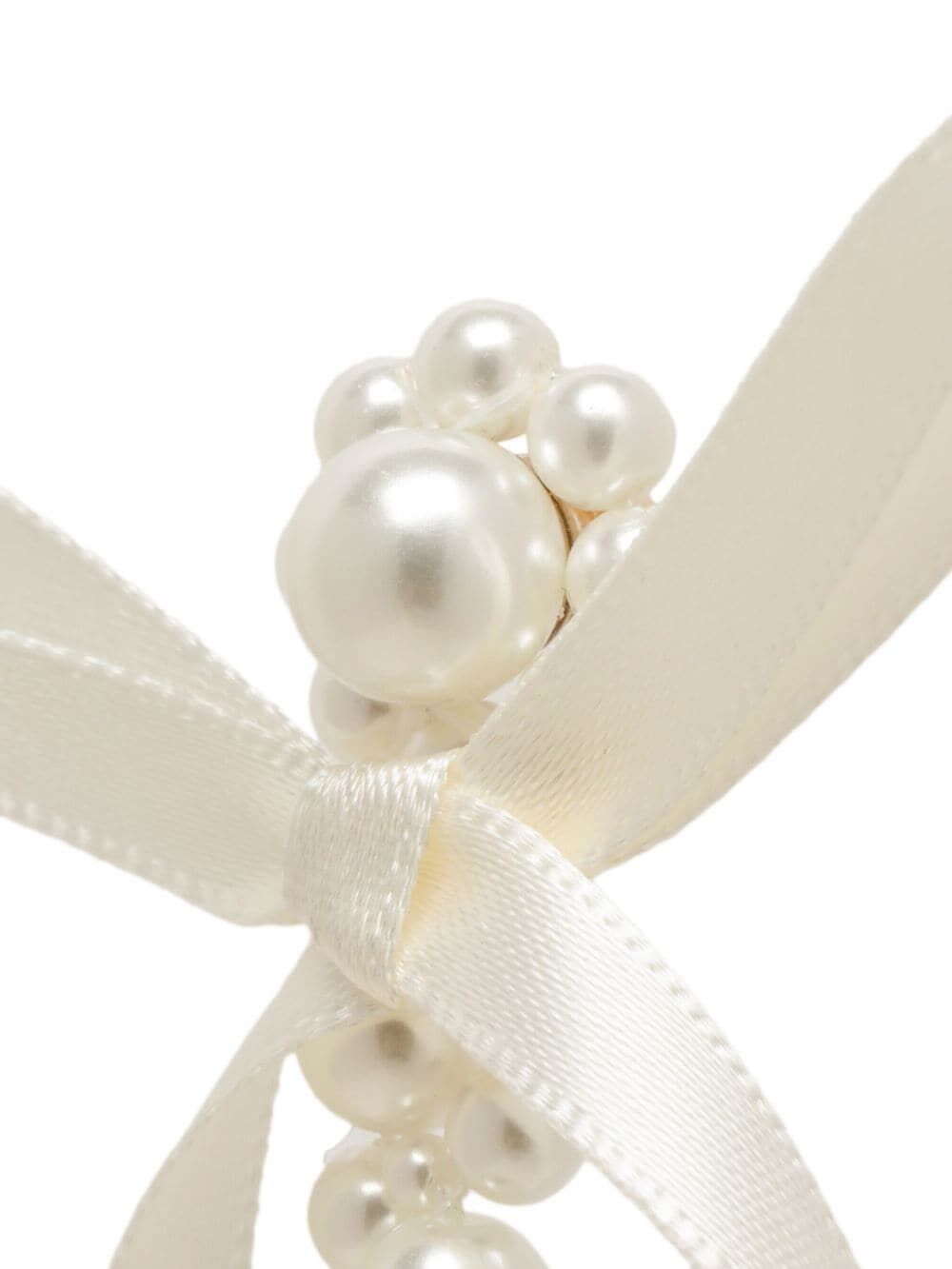 Shop Simone Rocha Bow Ribbon Drip Earrings In Pearl Ivory