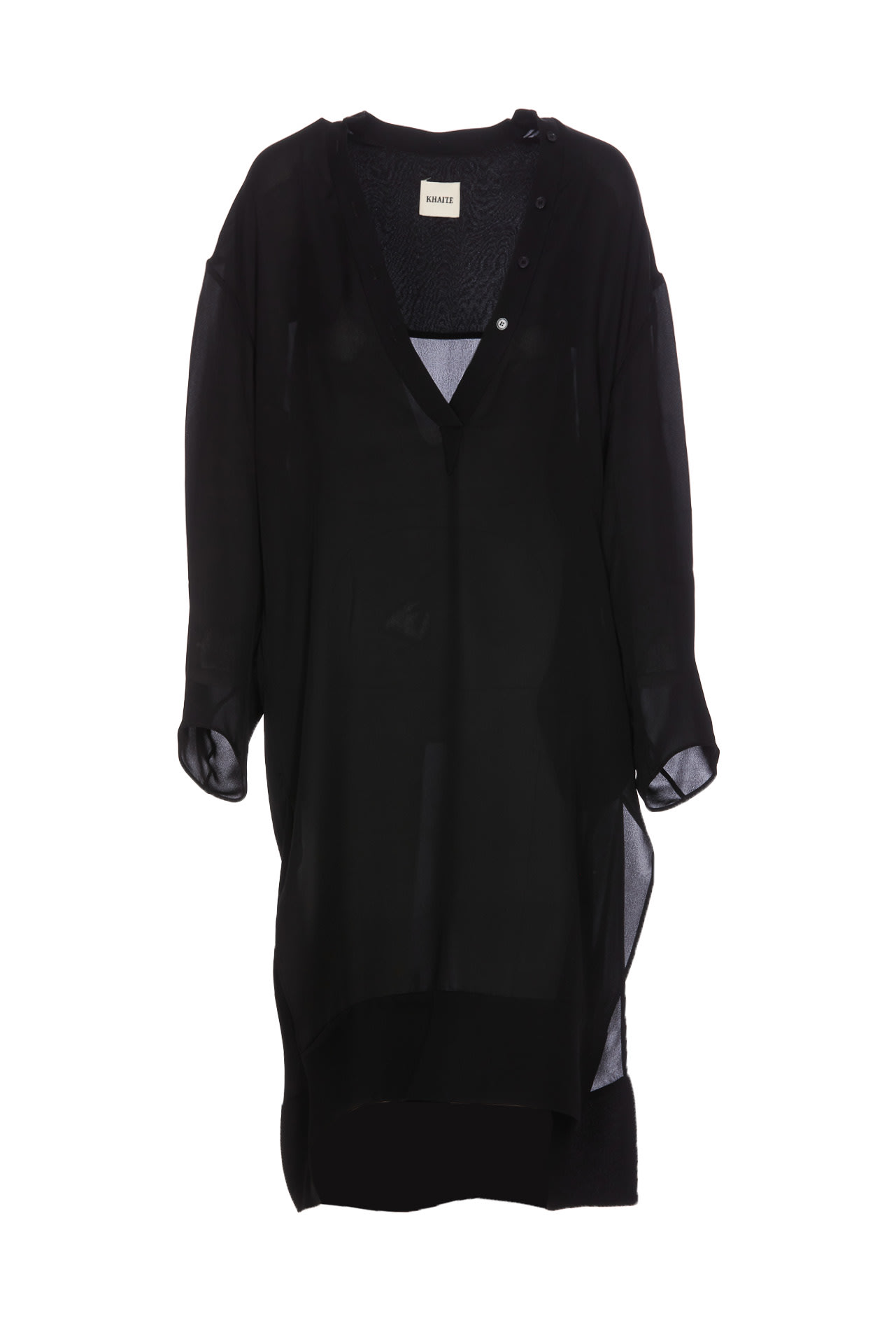 Shop Khaite Brom Shirt Dress In Black