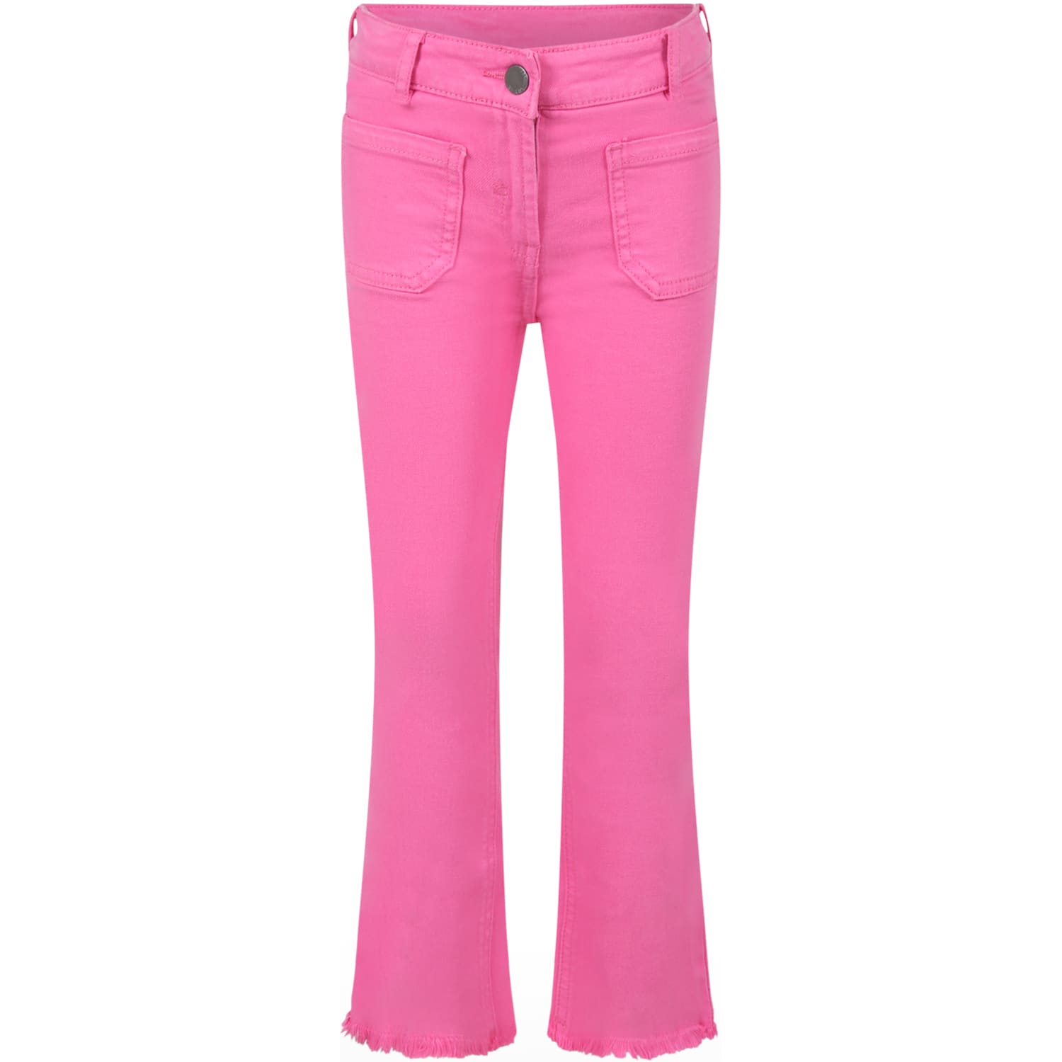 Stella McCartney Kids Fuchsia Jeans For Girl With Patch Logo