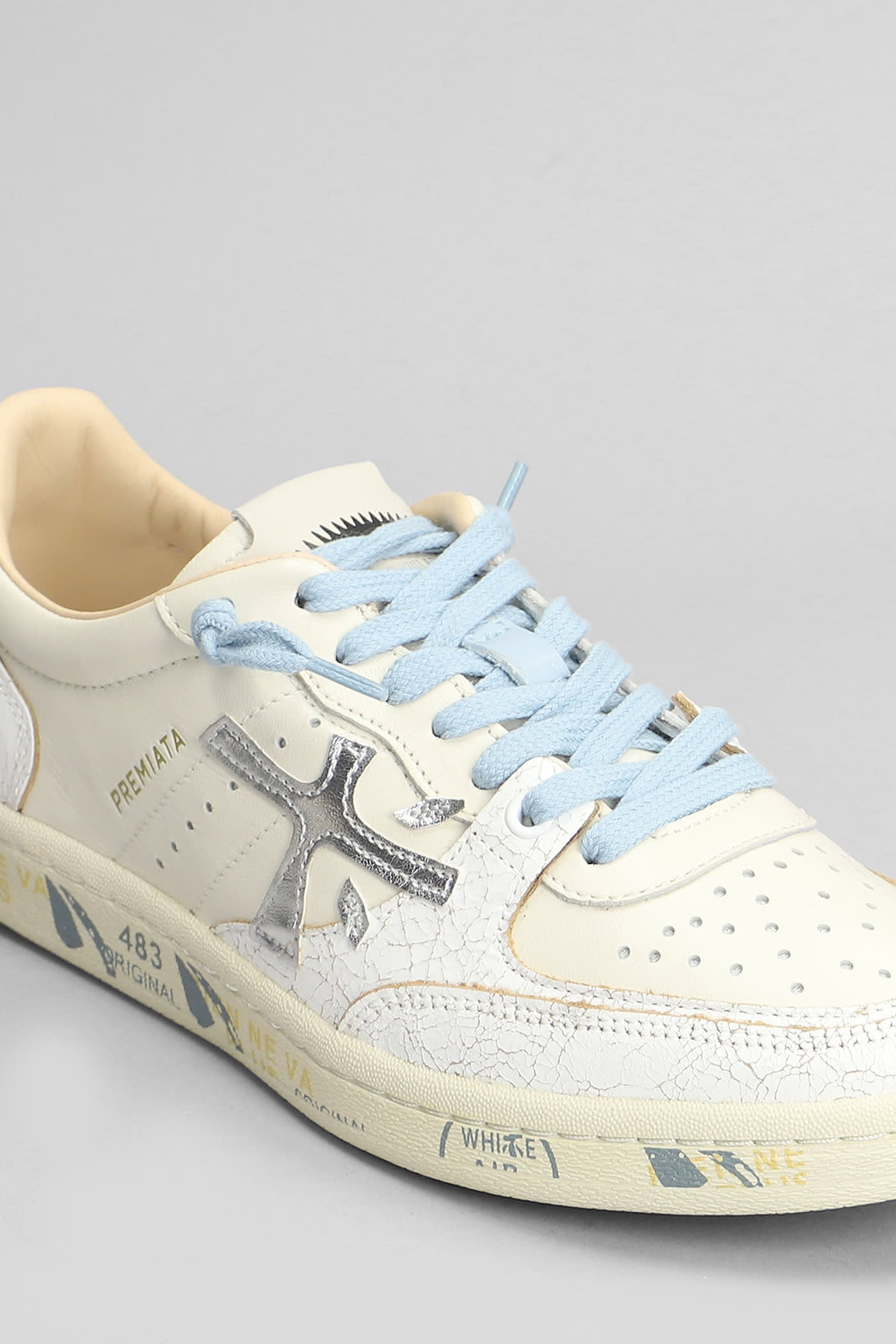 Shop Premiata Bskt Clay Sneakers In Beige Leather