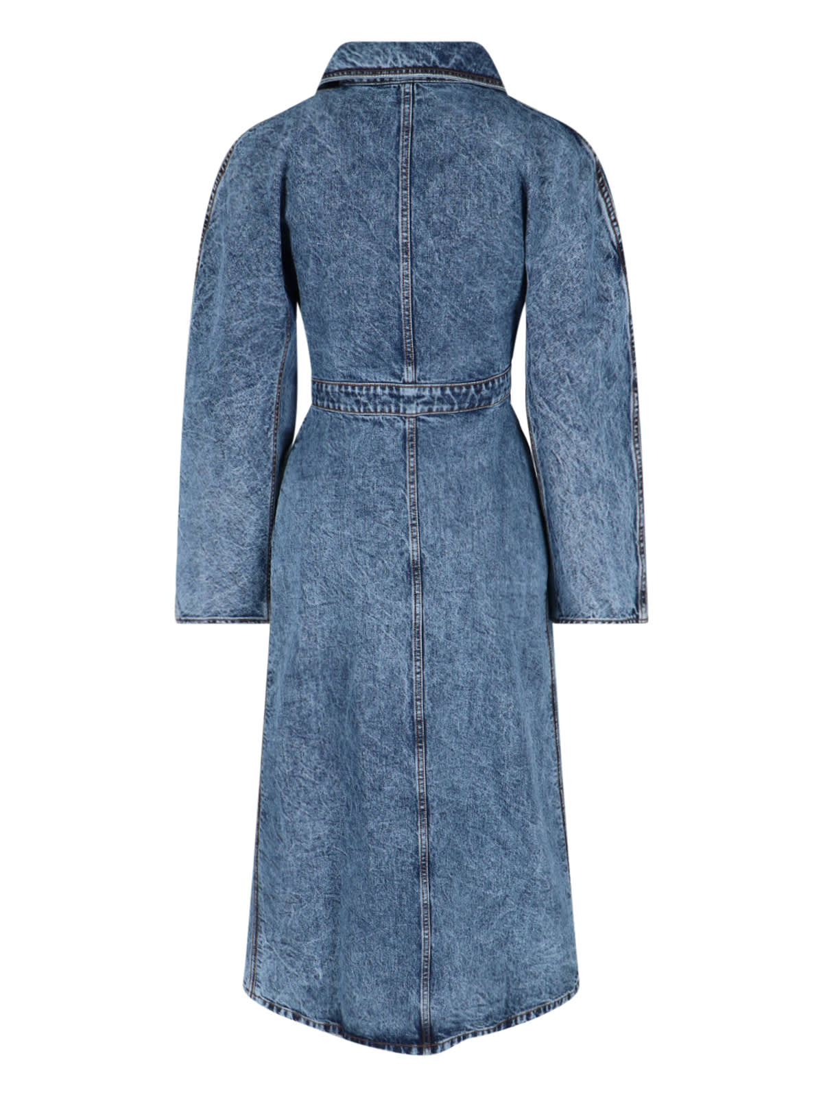 Alaïa Spiral Denim Trench In Blue