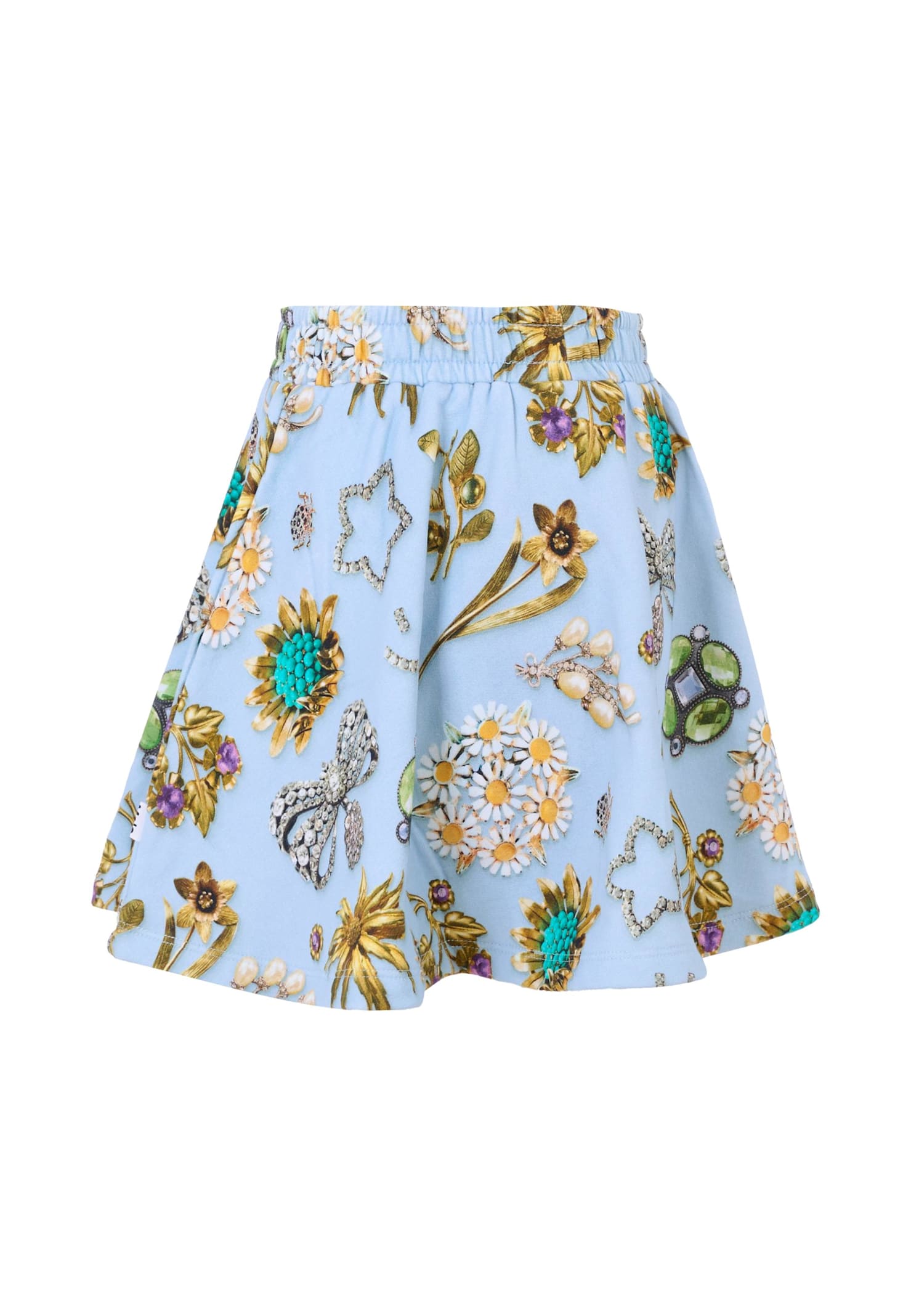 Molo Light Blue Skirt For Girl With Jewel In Blue