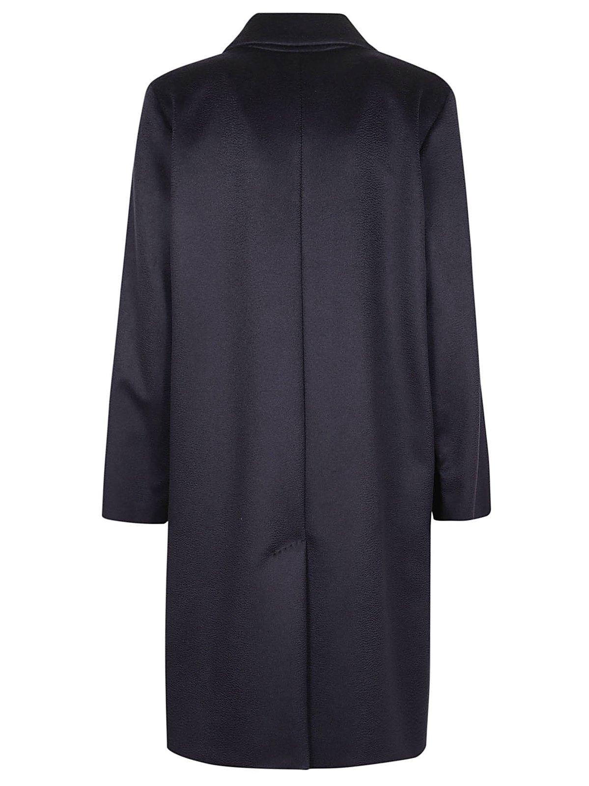 Shop Weekend Max Mara Zum Double-breasted Long-sleeved Coat In Blue