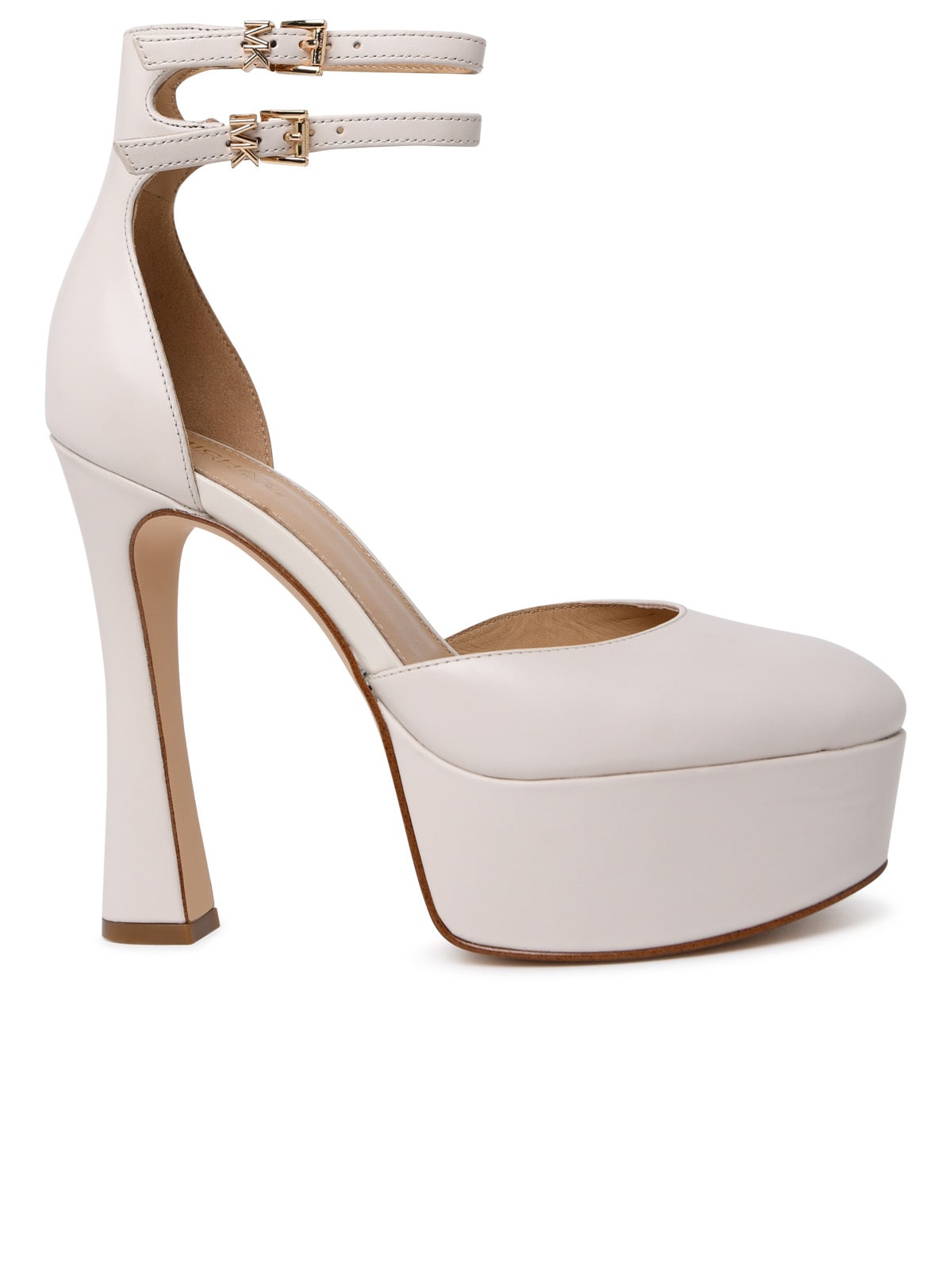 Shop Michael Michael Kors Martina Ivory Leather Pumps In Avorio