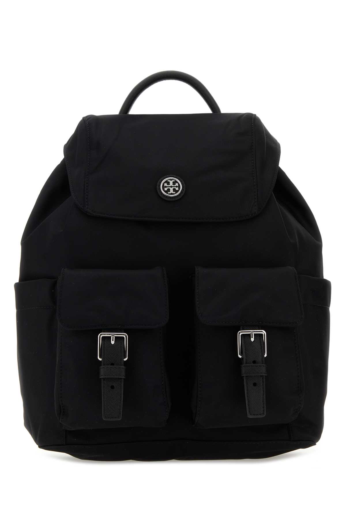 Shop Tory Burch Black Nylon Backpack In 001