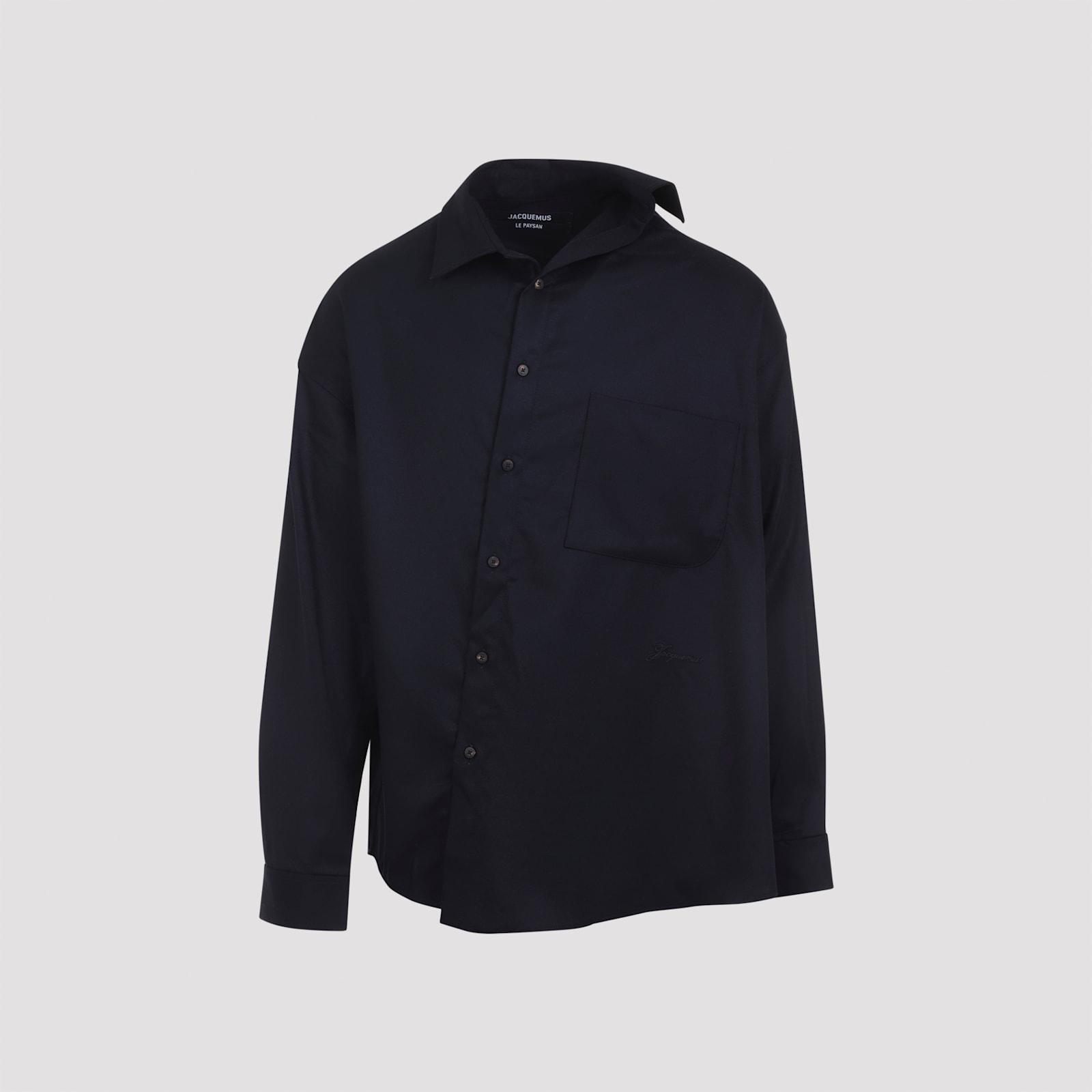 Jacquemus Long Sleeve Checkered Shirt Chest Pocket In Blue