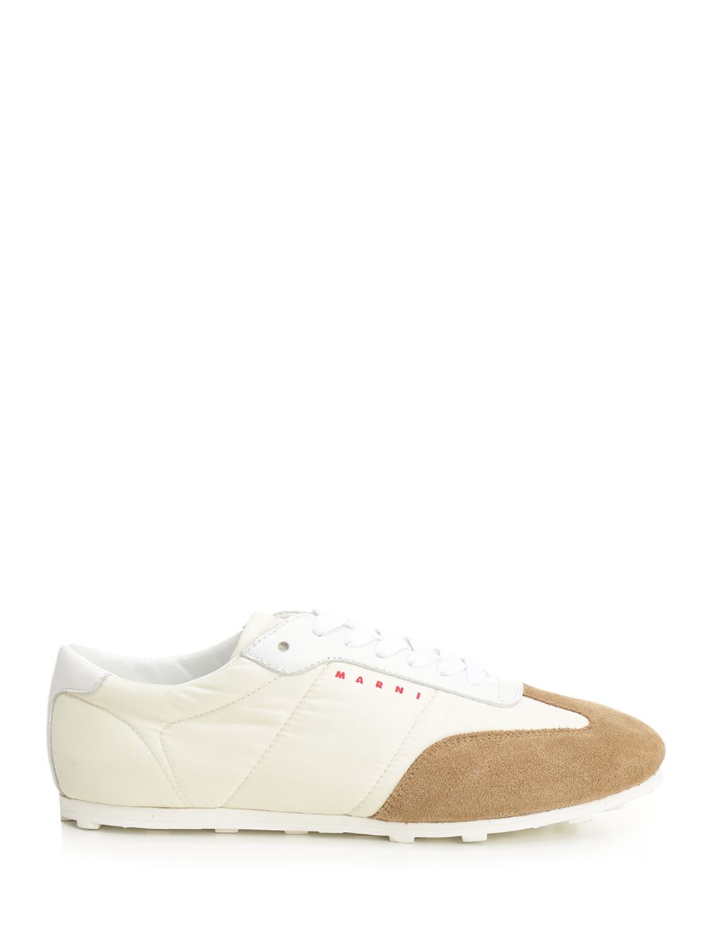 Marni Softy Soccer Suede-detail Leather Sneakers In White