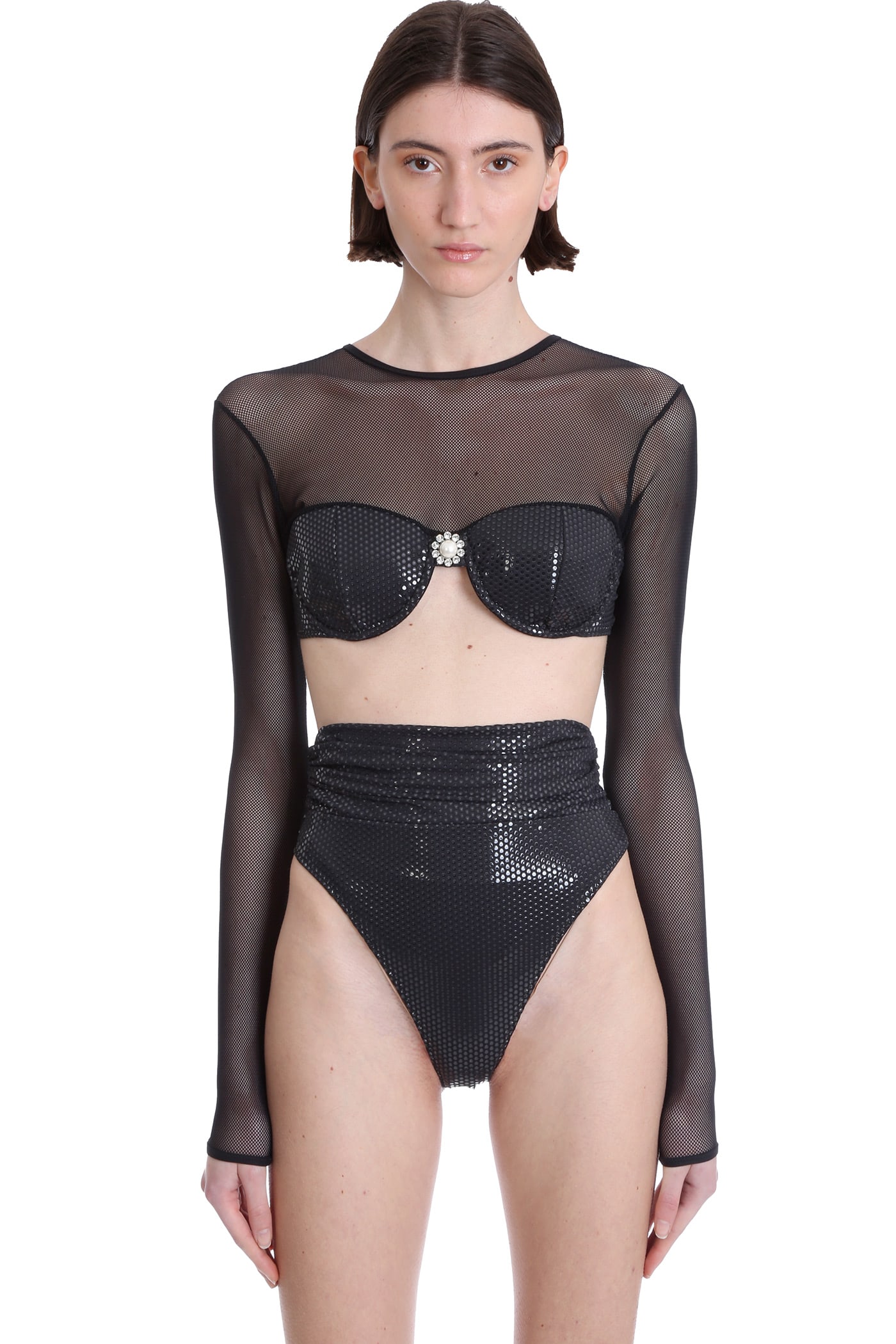 ALESSANDRA RICH BEACHWEAR IN BLACK POLYESTER,11864654