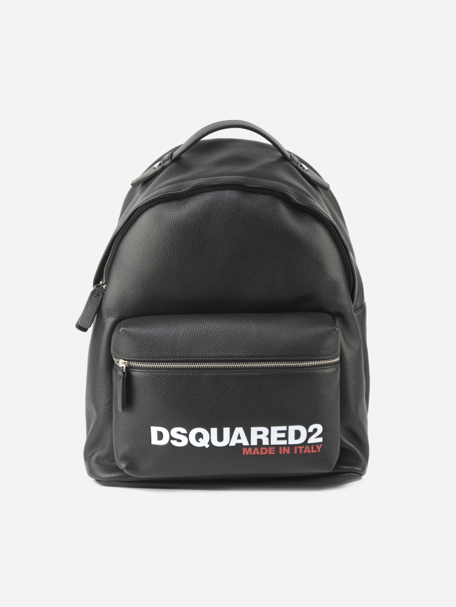 Dsquared2 Leather Backpack With Logo Print