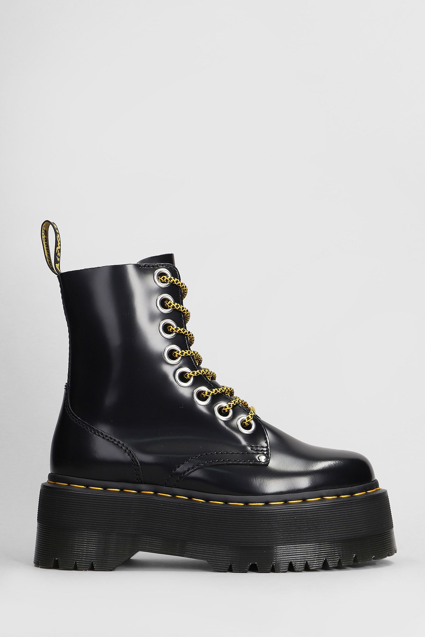 Dr. Martens Jadon Max Combat Boots In Black Leather In Multi