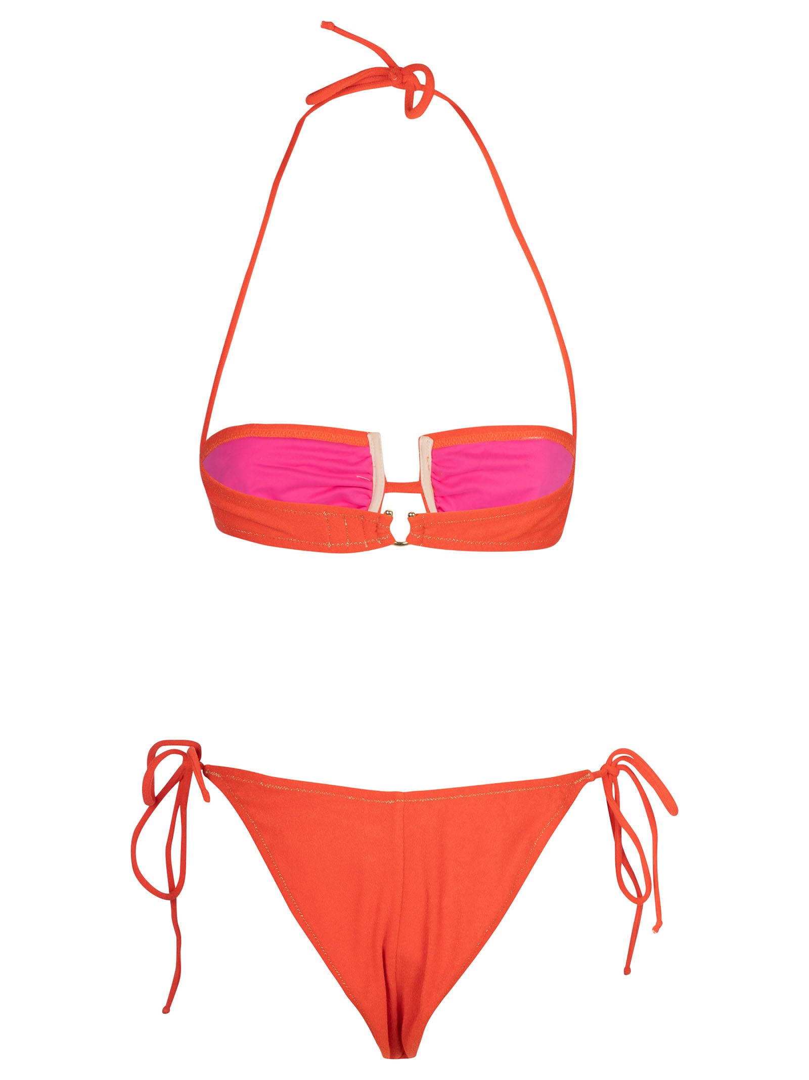 Shop Reina Olga Laced Two-piece Bikini In Orange Terry