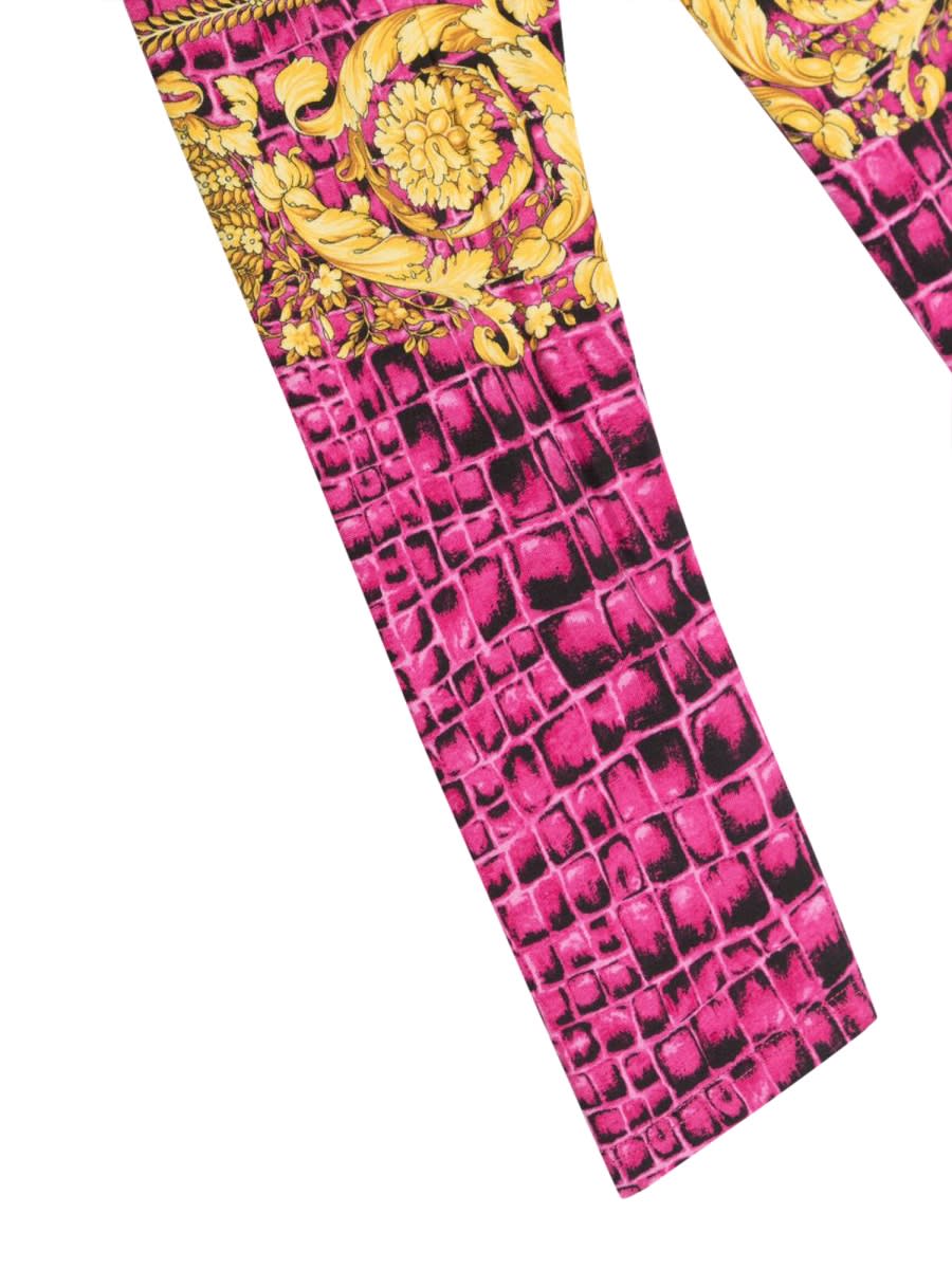 Shop Versace Baroque Cocco Jersey Leggings In Multicolour