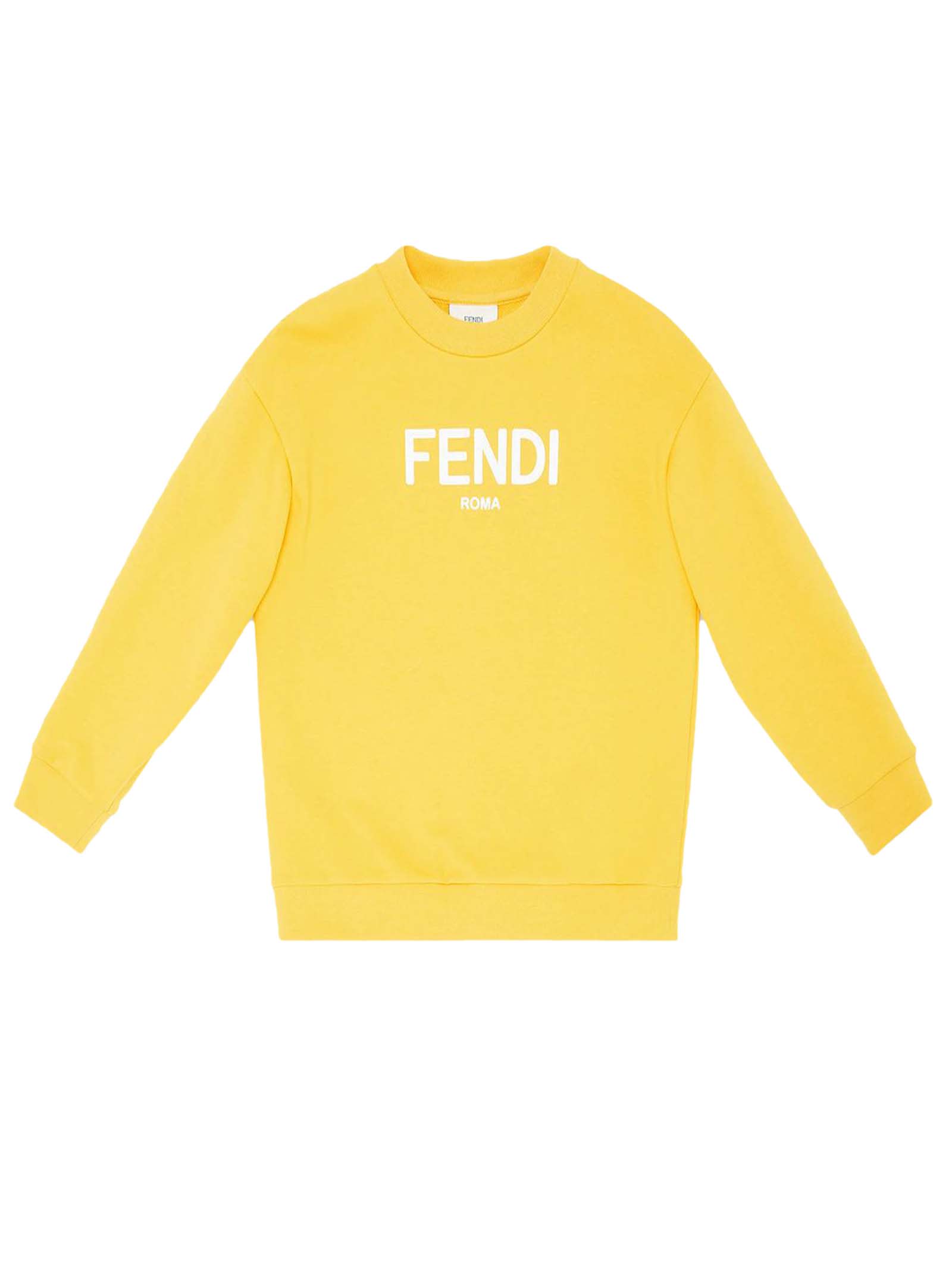 Fendi Junior Sweatshirt In Yellow Cotton
