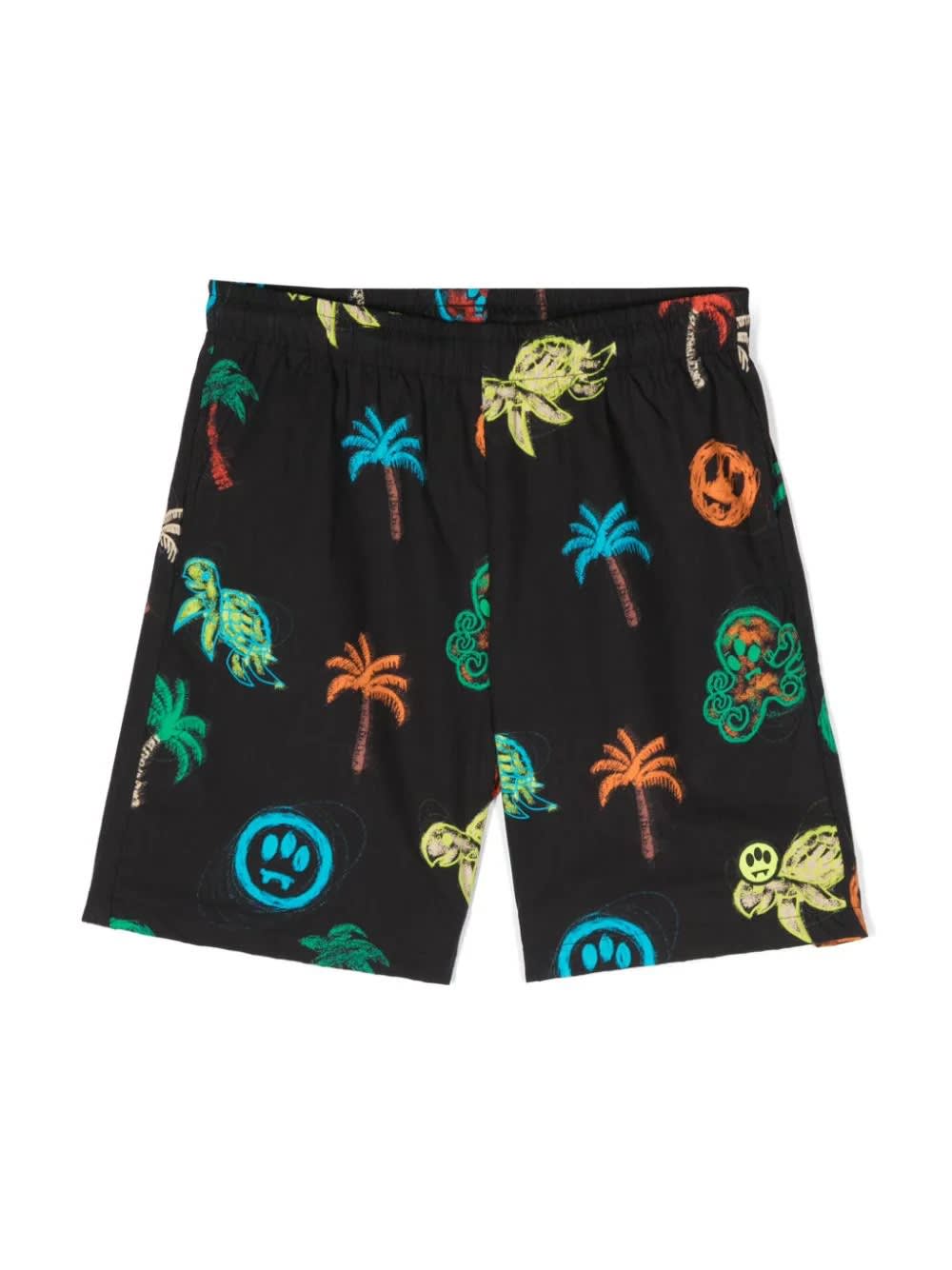 Shop Barrow Black Shorts With All-over Print