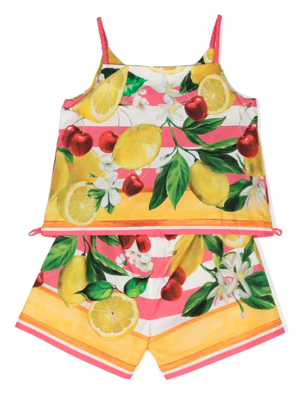 Shop Dolce & Gabbana Poplin Set With Lemon And Cherry Print In Multicolour