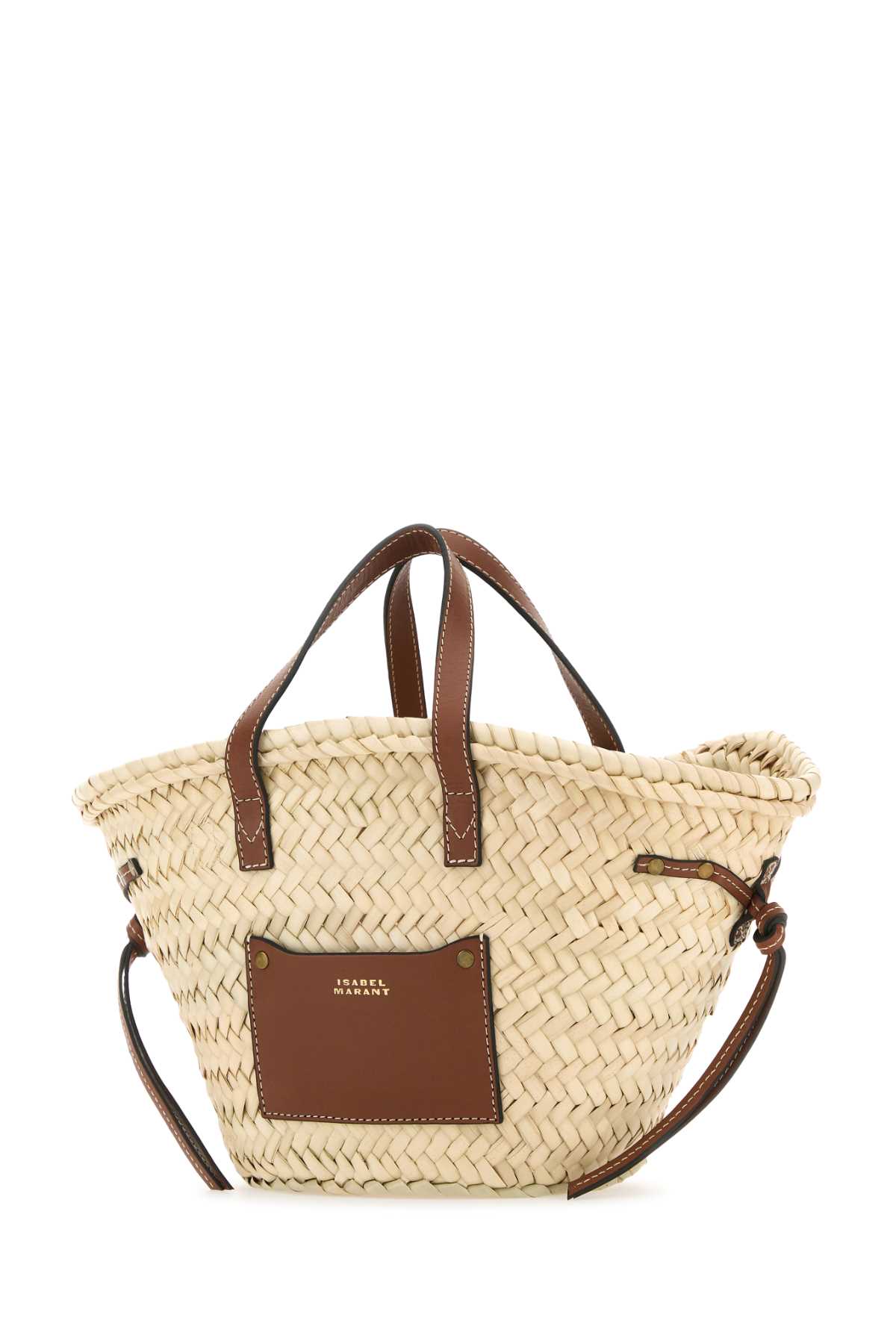 Shop Isabel Marant Straw Mini Cadix Shopping Bag In Naturalcognac