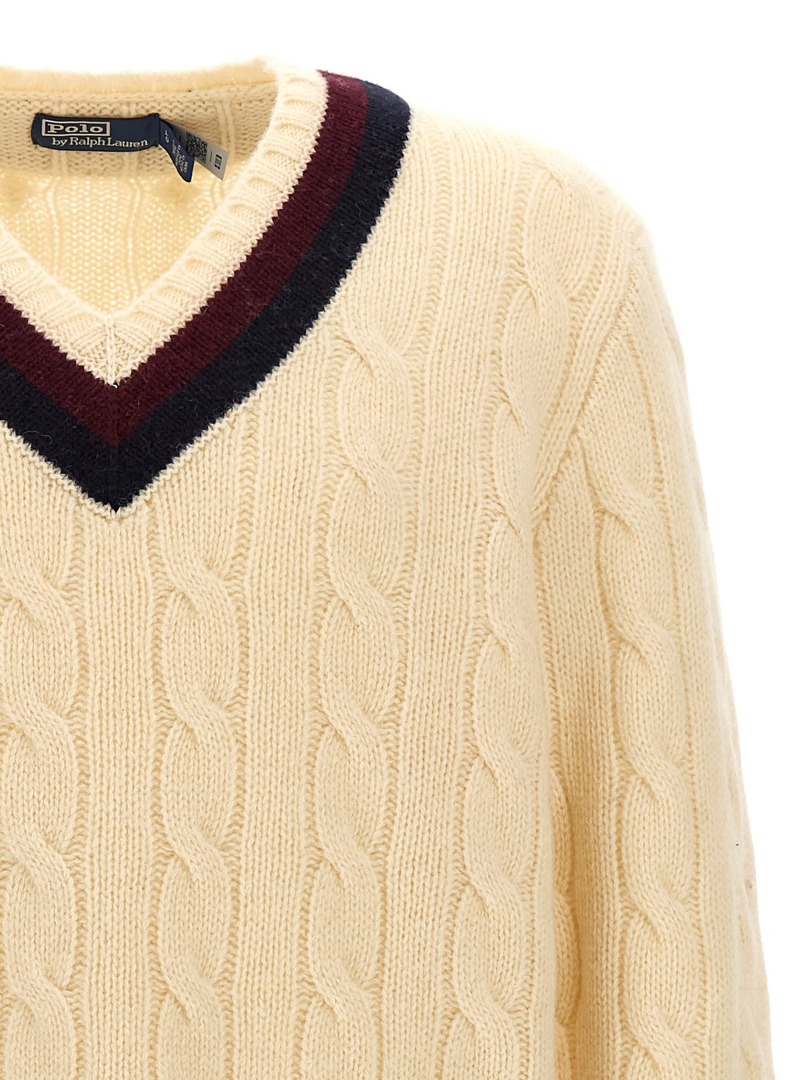 Shop Polo Ralph Lauren Aaran Cable Sweater In White