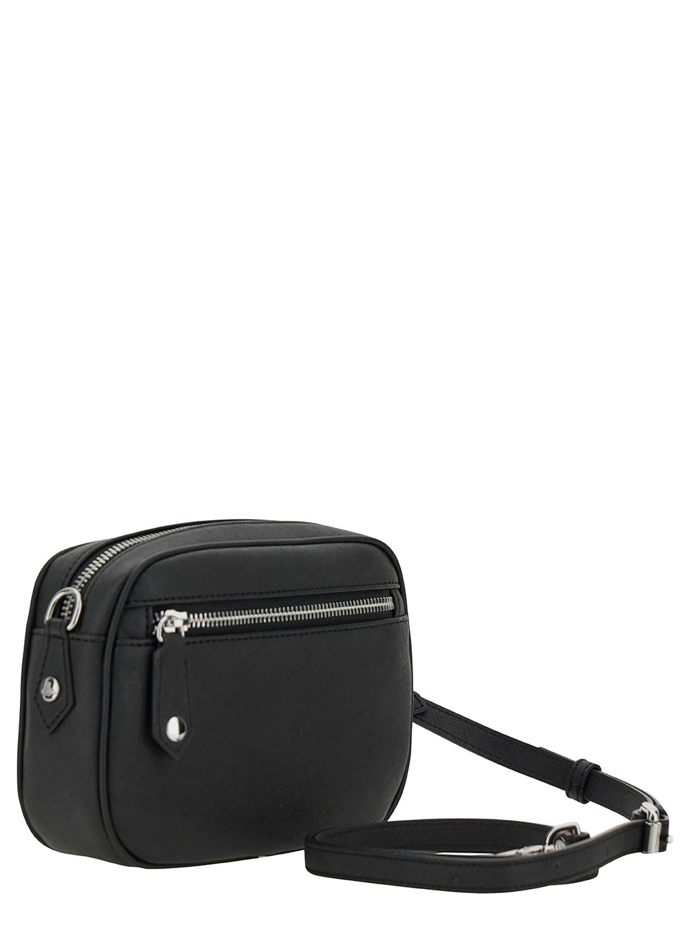 Shop Vivienne Westwood Anna Black Camera Bag With Orb Detail In Vegan Leather Man