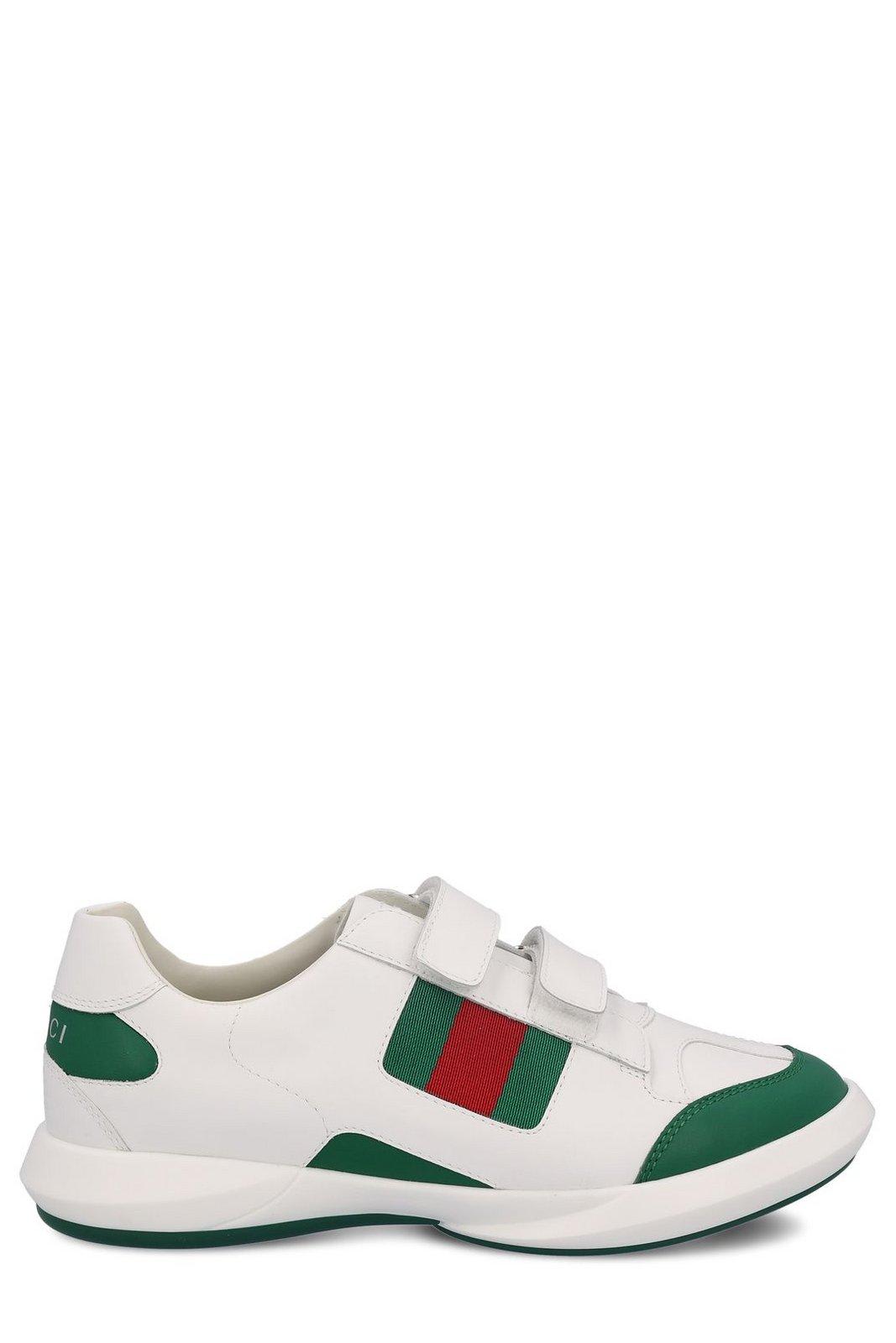 Shop Gucci Logo Printed Round Toe Sneakers In White