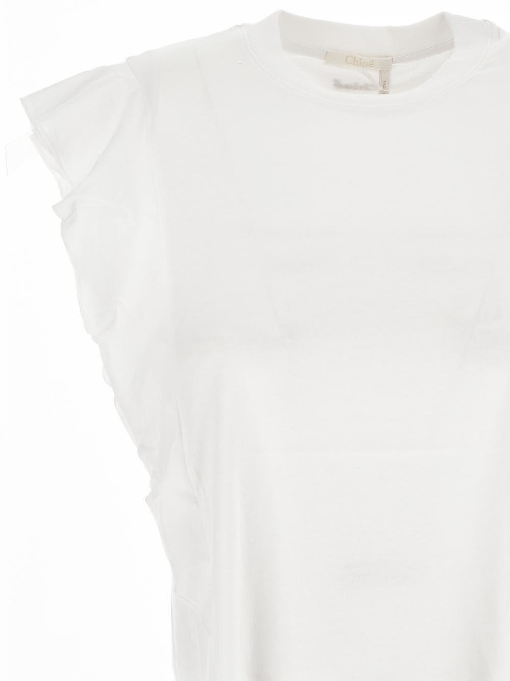 Shop Chloé Flounces Sleeves Tee In White