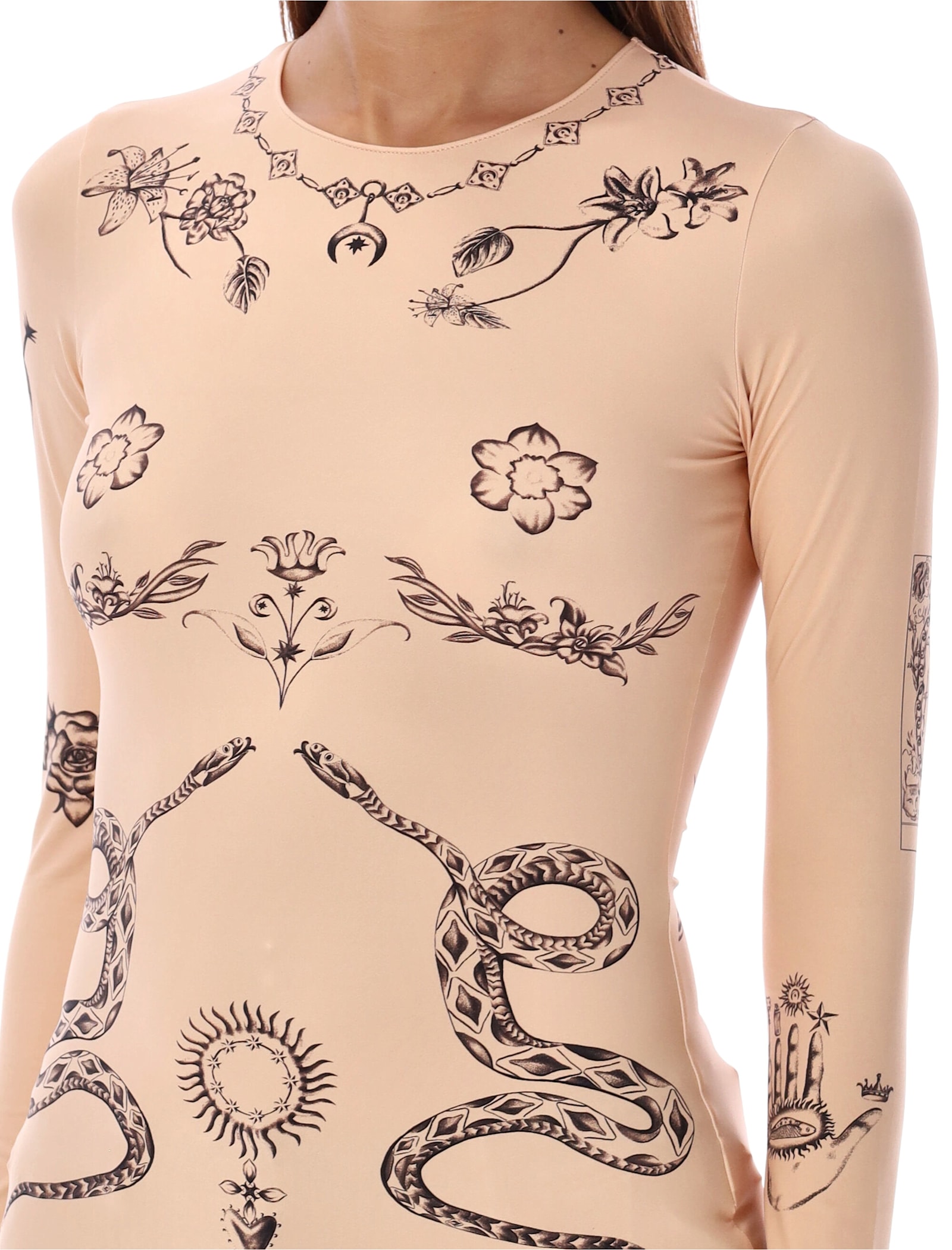 Shop Marine Serre Tattoo Top In Light Tan