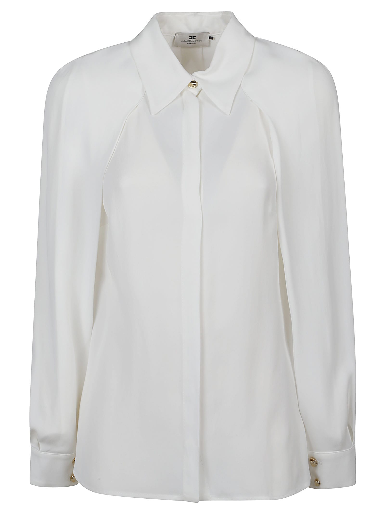 Elisabetta Franchi Collared Neck Long Sleeve Cape Sleeves In Avorio