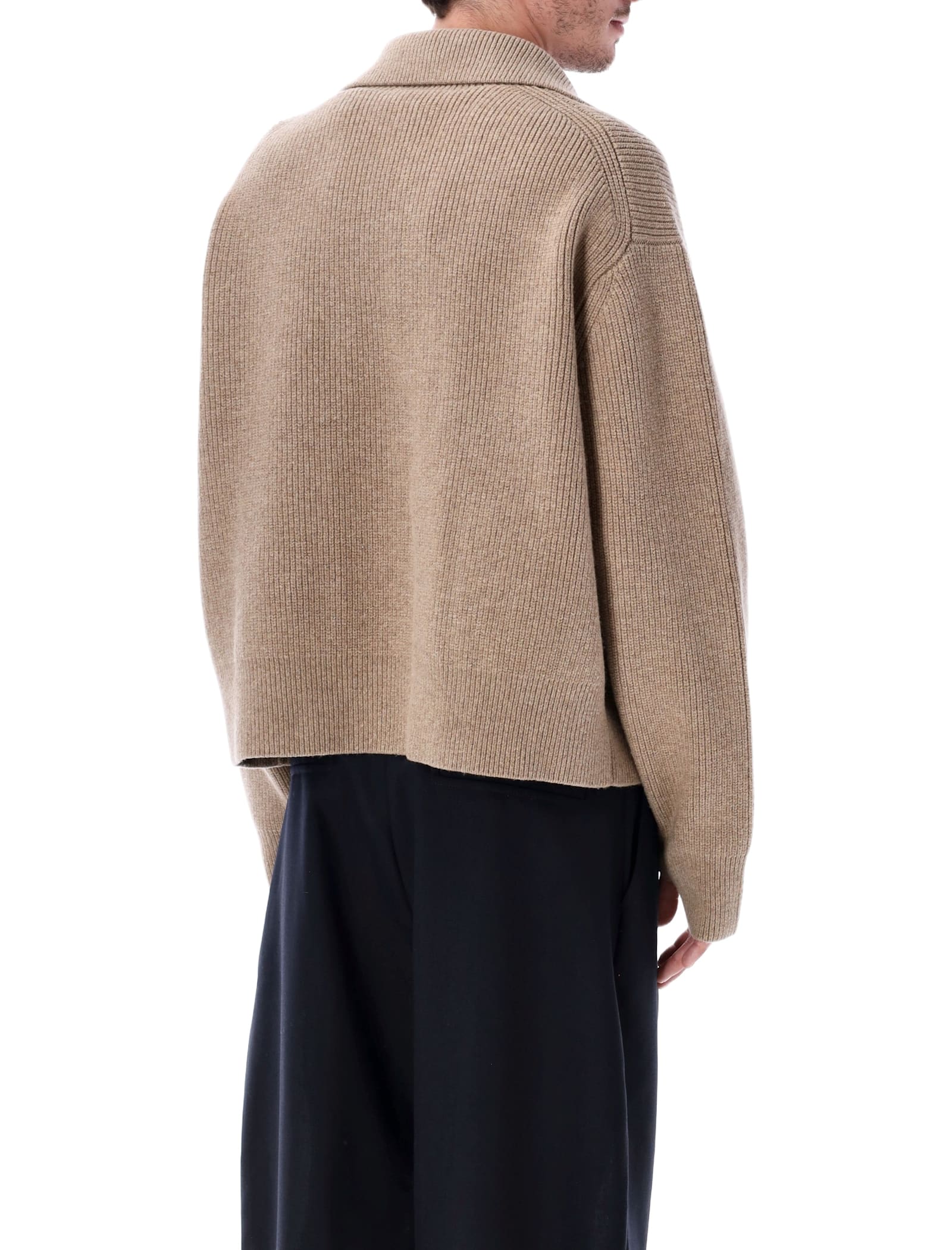 Studio Nicholson Nash Rws Merino Wool Polo Knit In Brown