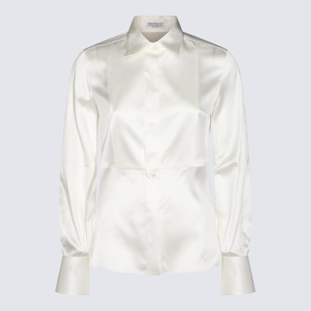 Shop Brunello Cucinelli White Silk Shirt