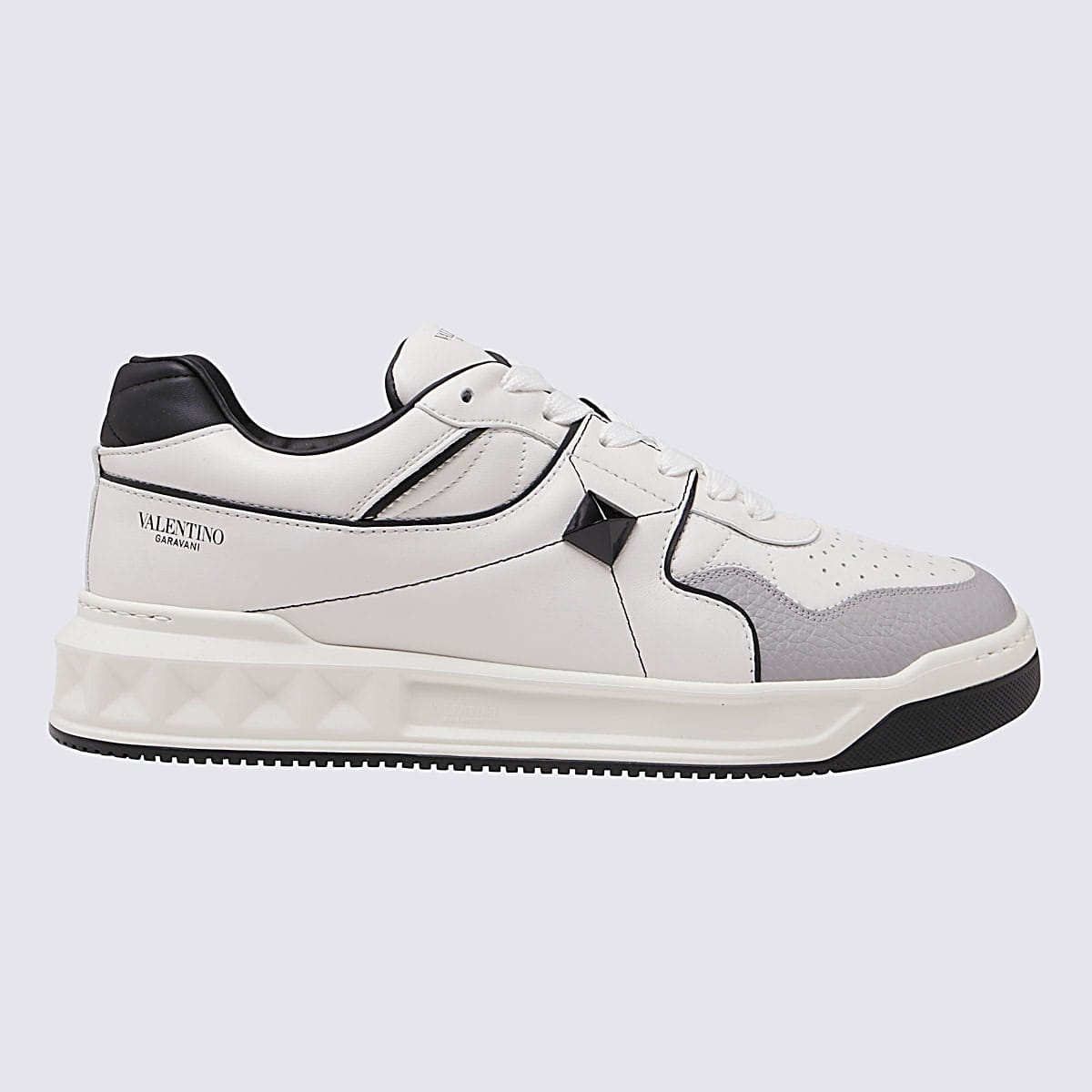 Valentino Garavani Grey And White Leather Sneakers