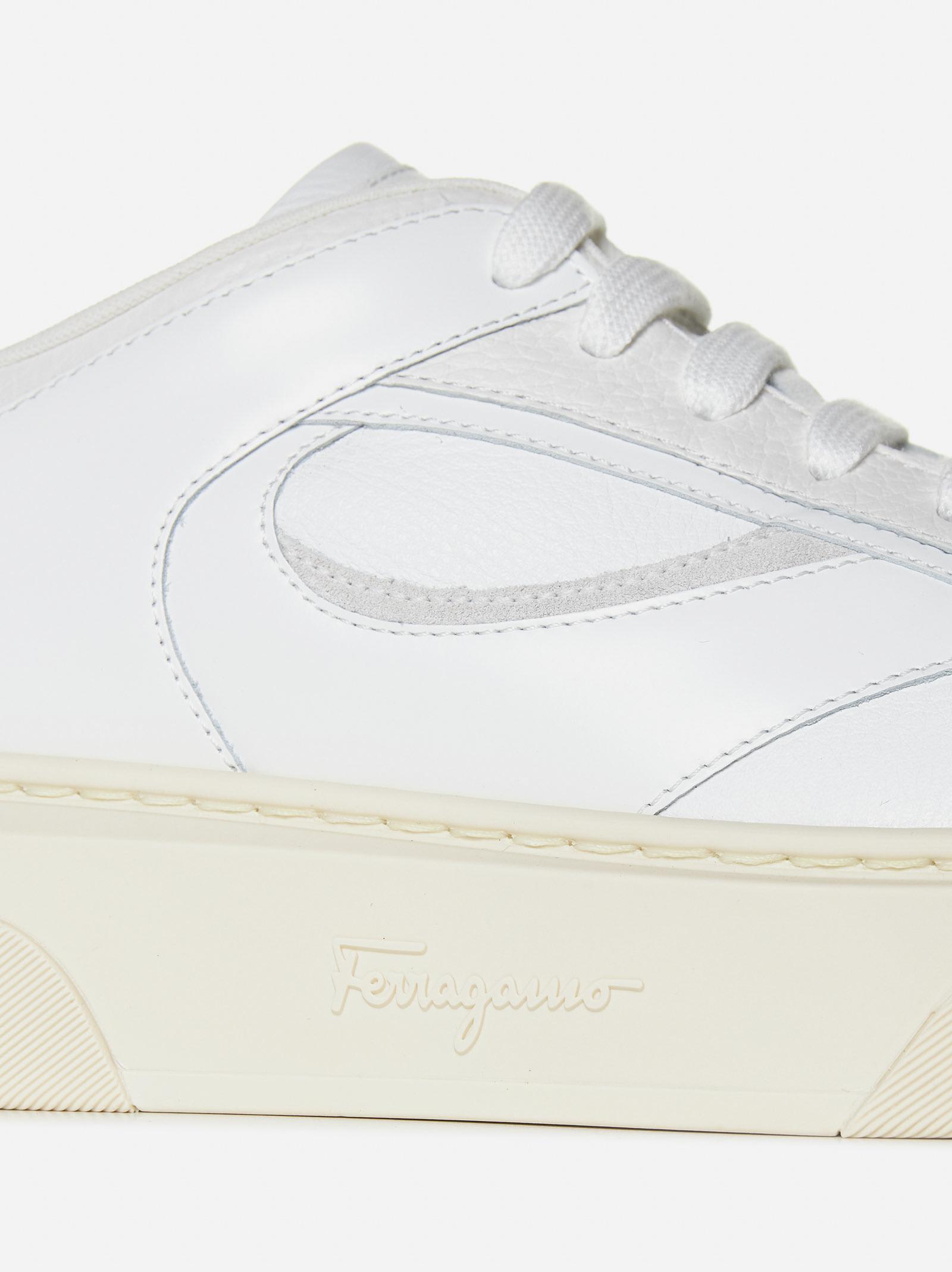 Shop Ferragamo Cassina Leather Sneakers In White