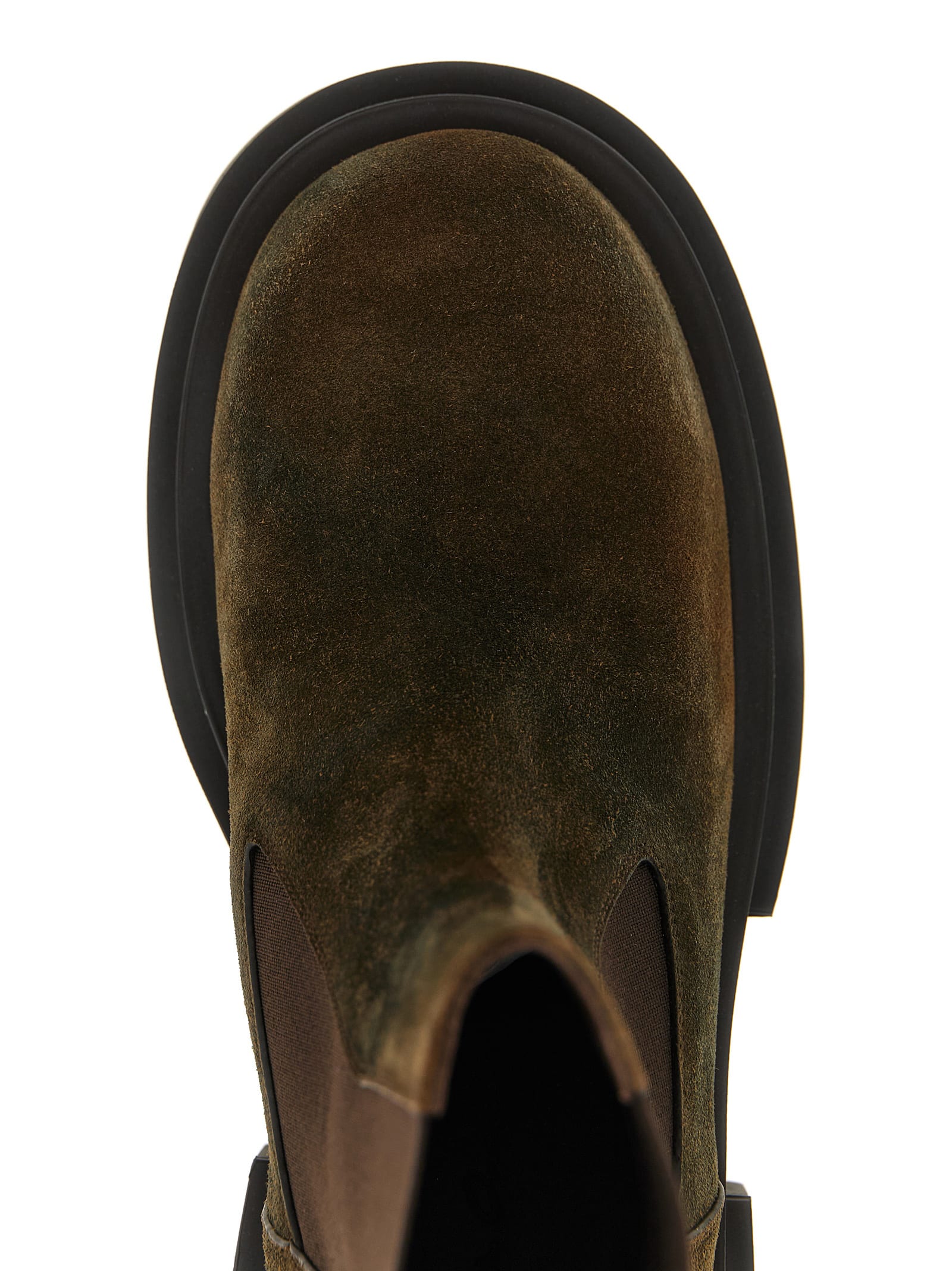 Rick Owens Chunky Sole Ankle Boots With Elastic Panels In Black