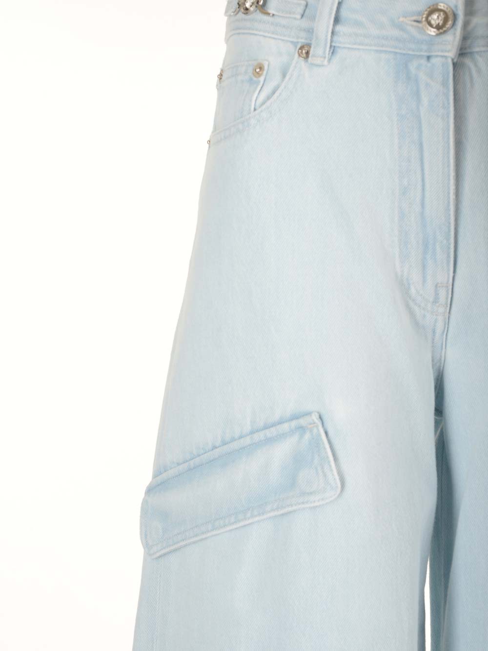 Shop Versace Wide-leg Jeans In Light Blue