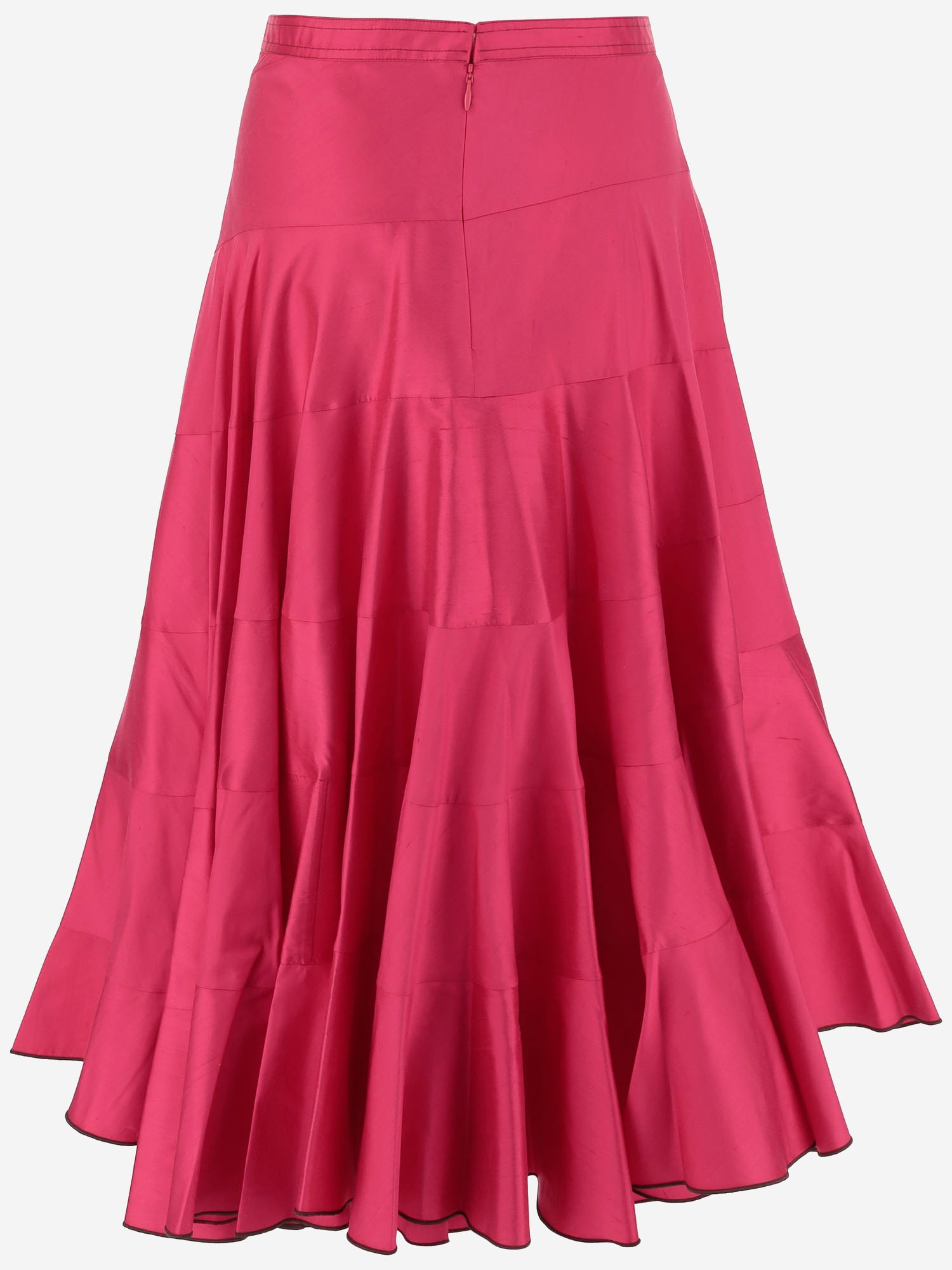 Tory Burch Flared High Waist Silk Skirt In Pink