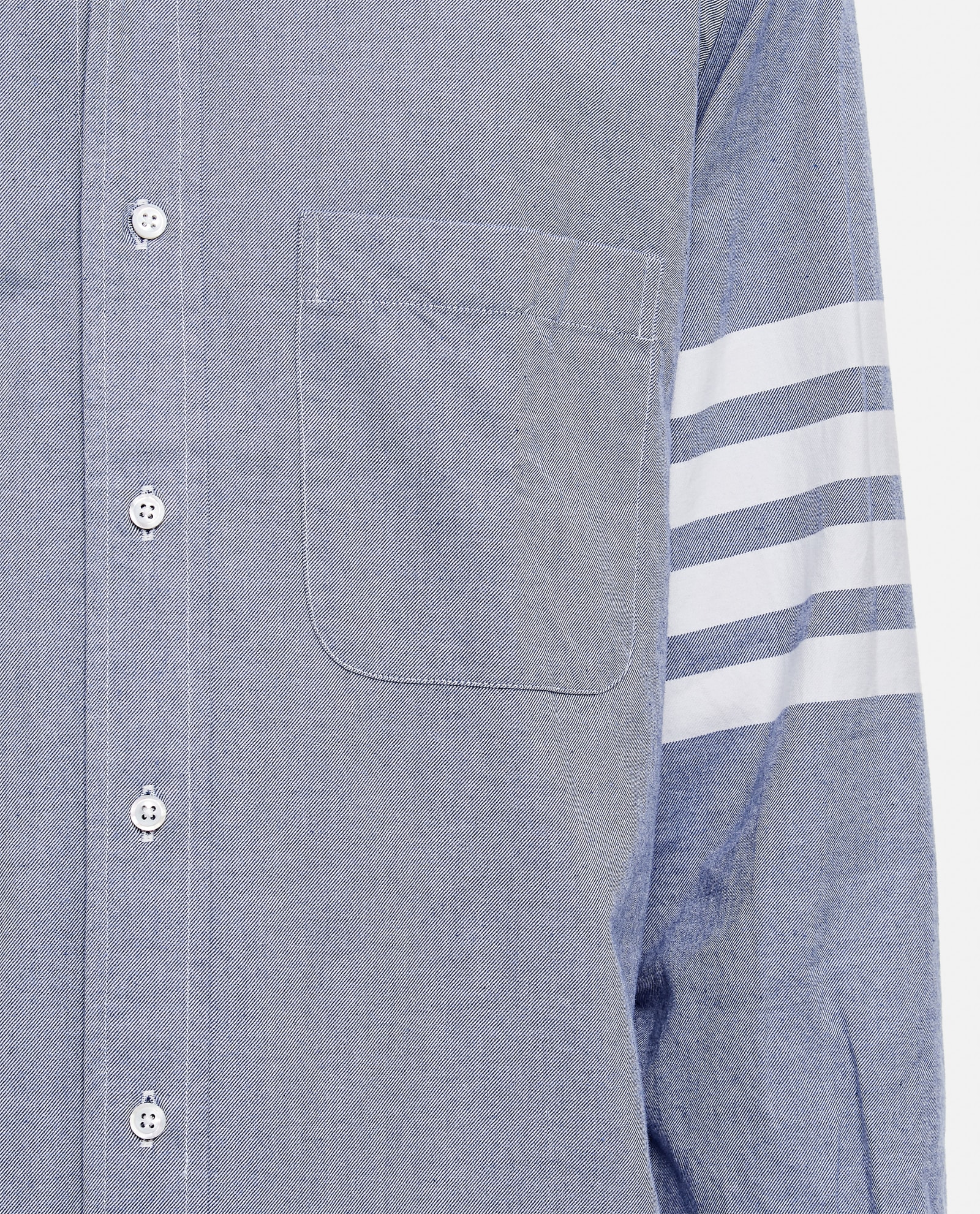 Shop Thom Browne Classic 4bars Cotton Shirt In Clear Blue