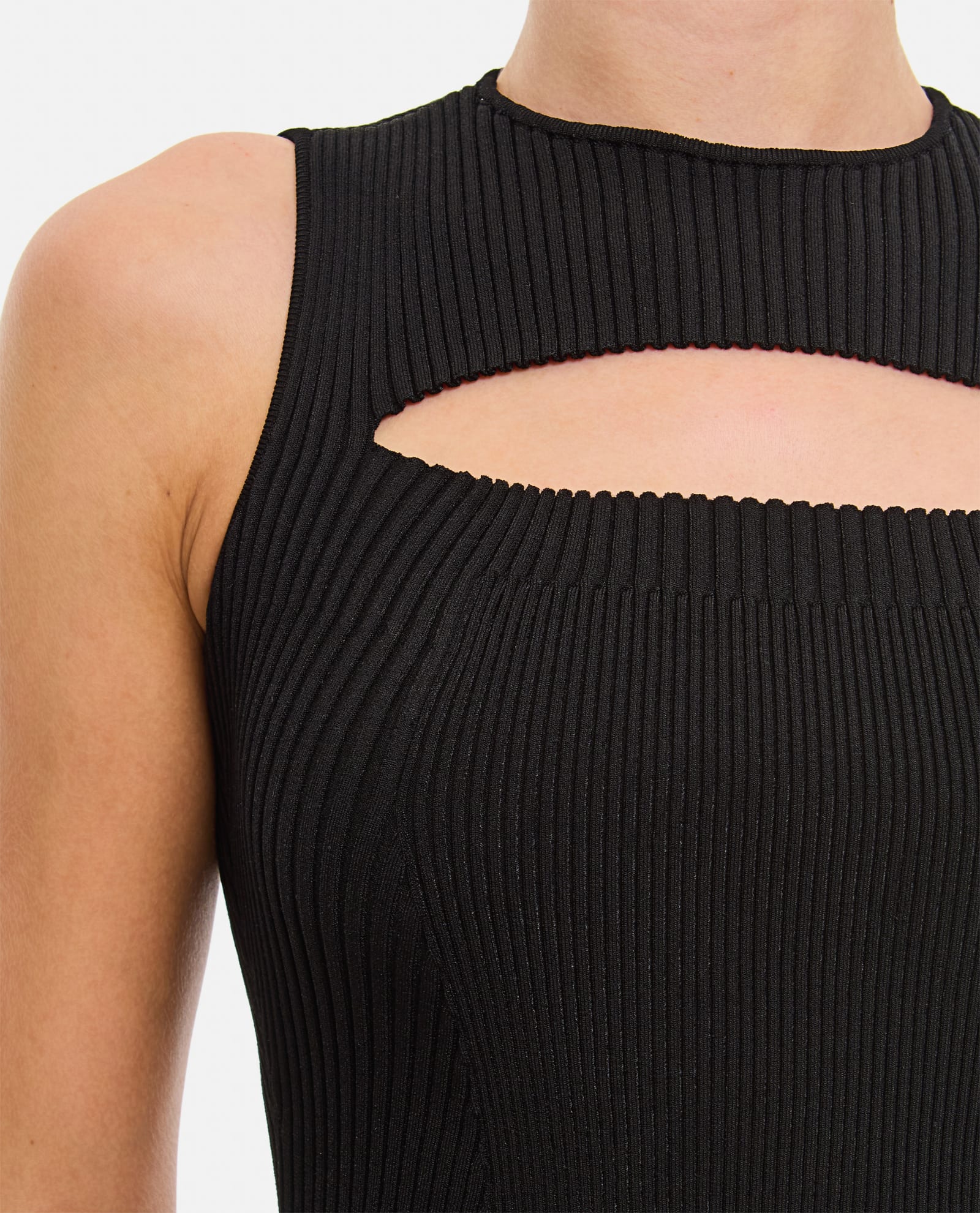 Shop Alexander Mcqueen Slashed Knit Sleeveless Top In Black