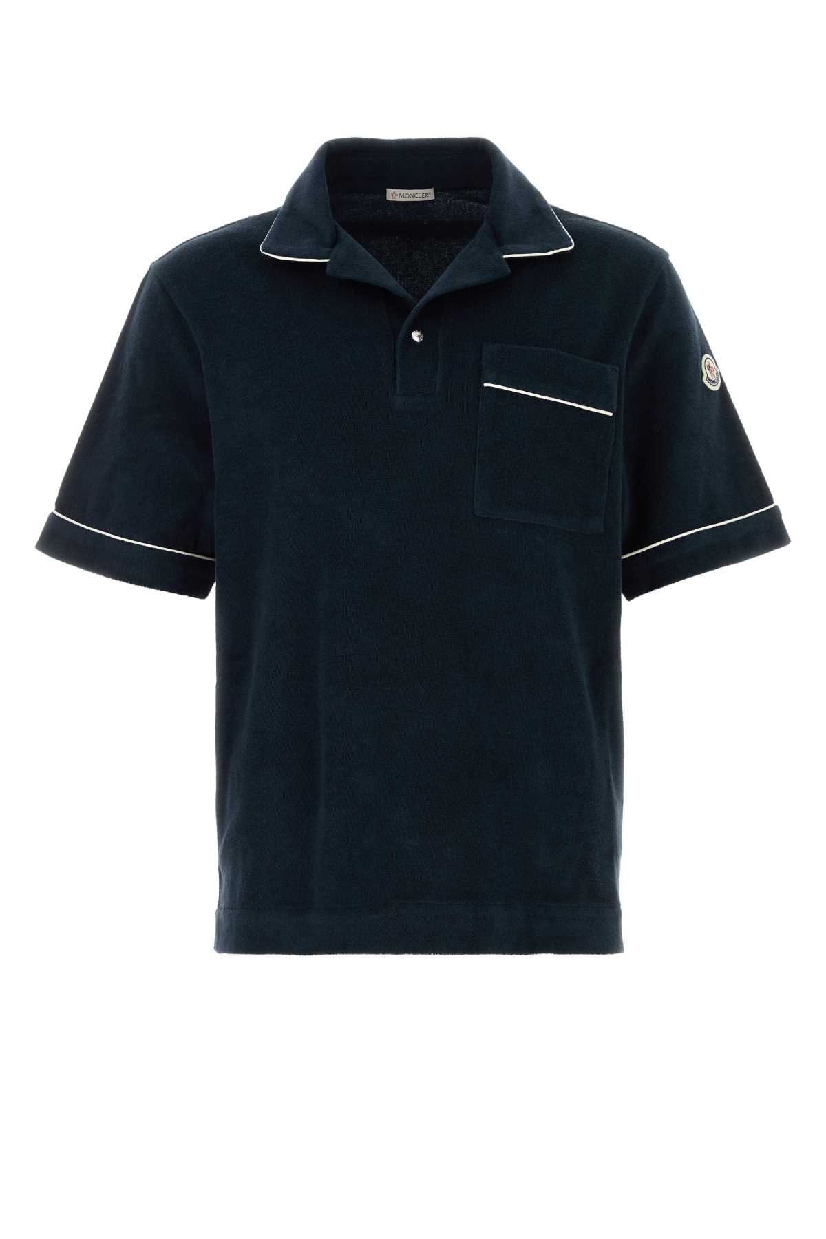 Dark Blue Terry Fabric Polo Shirt