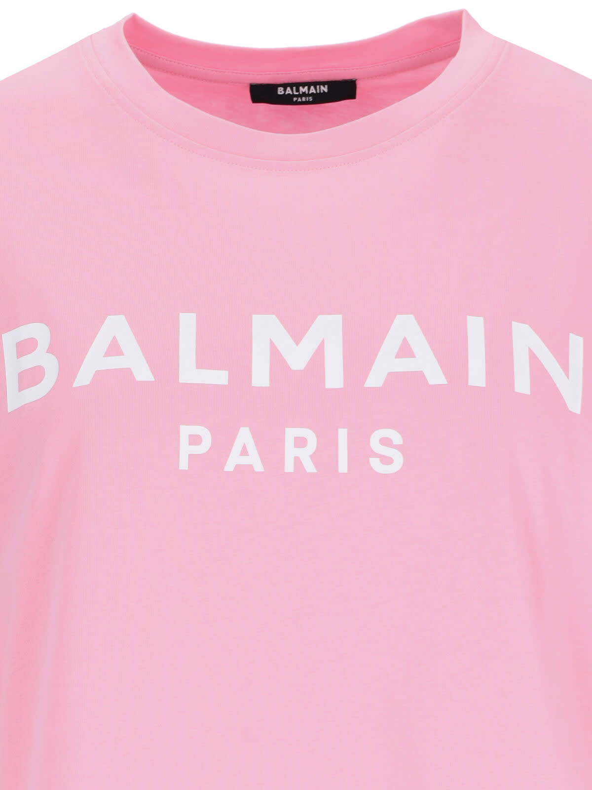 Balmain Cropped Logo Screen Print Tee In Pink
