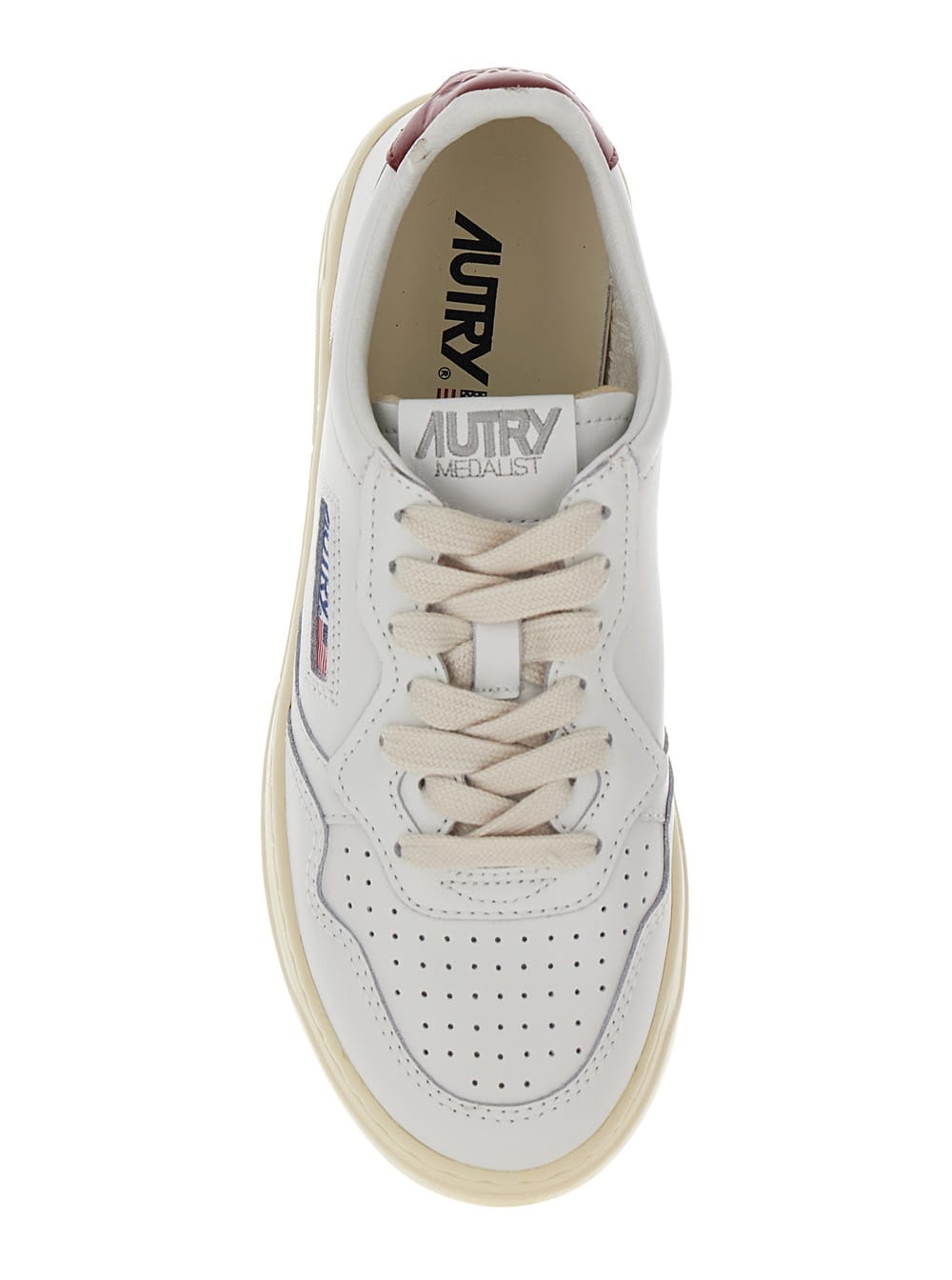 Shop Autry Medalist White Low Top Sneakers With Contrasting Heel Tab In Leather Woman In Bianco