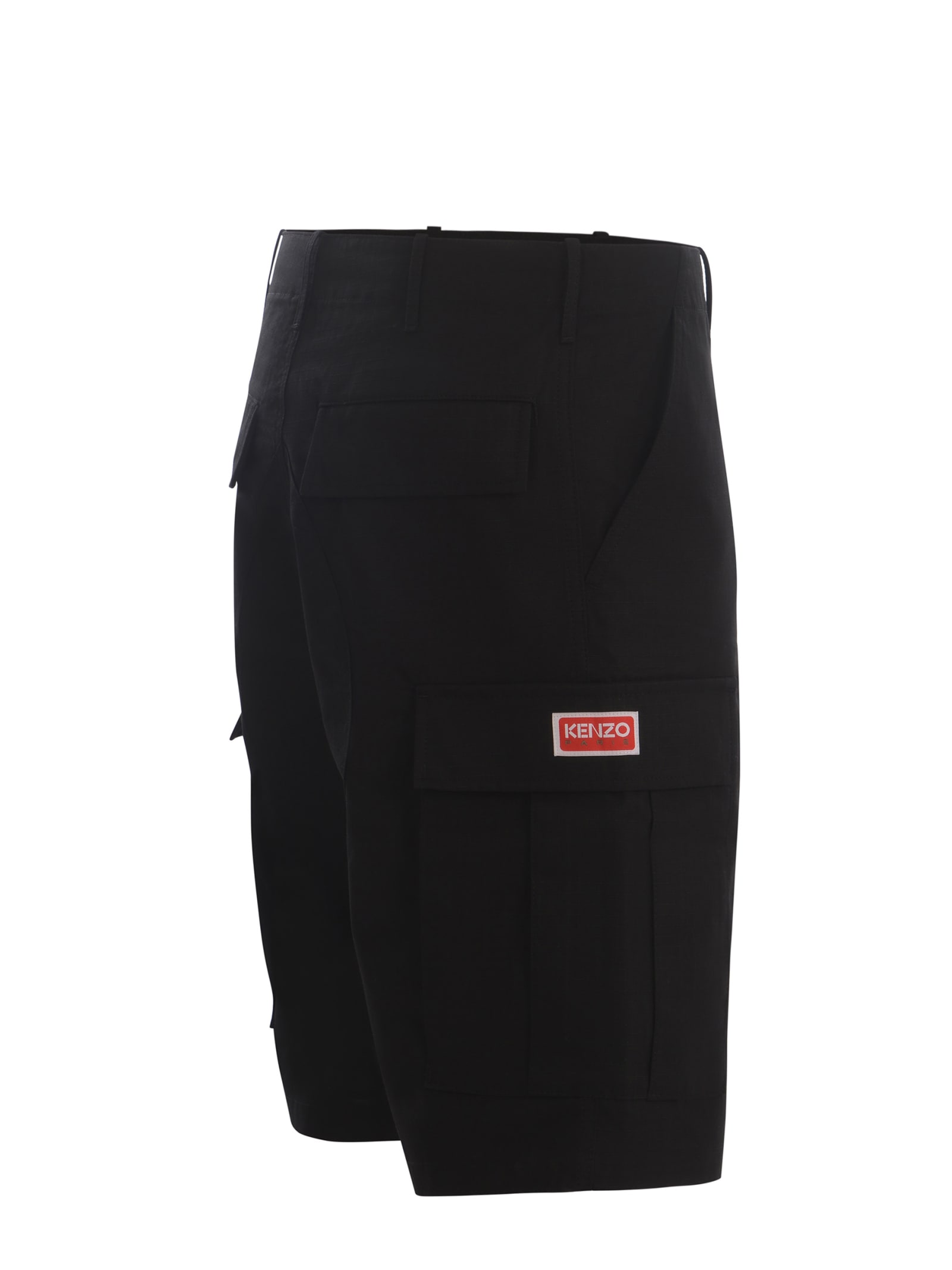 Shop Kenzo Cargo Shorts  Made Of Cotton In Nero