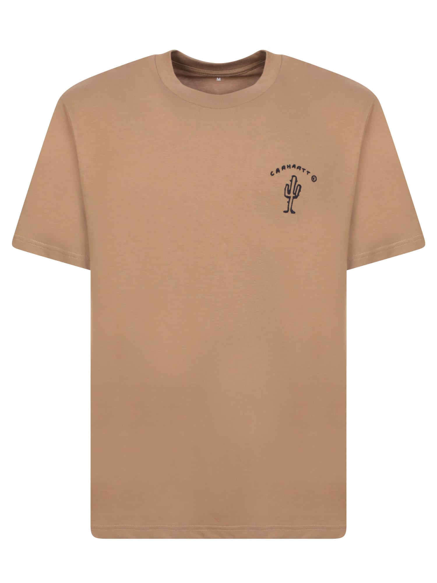 Shop Carhartt Logo Print T-shirt Beige In Brown