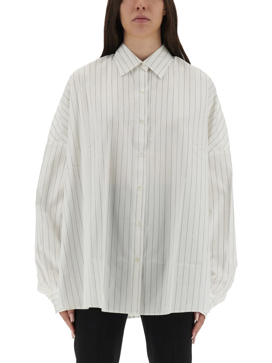 Dries Van Noten Women Oversized Striped Shirt In Blue
