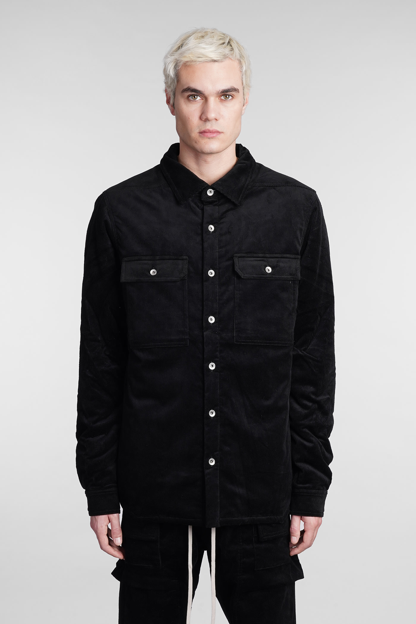 DRKSHDW OUTESHIRT CASUAL JACKET IN BLACK COTTON