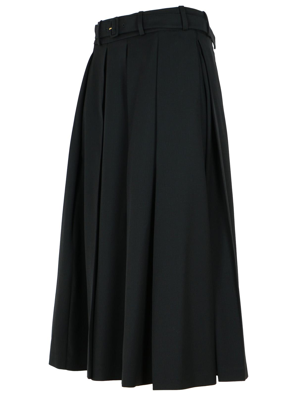 Patou Wool Skirt With A-line Silhouette And Side Pockets In Black