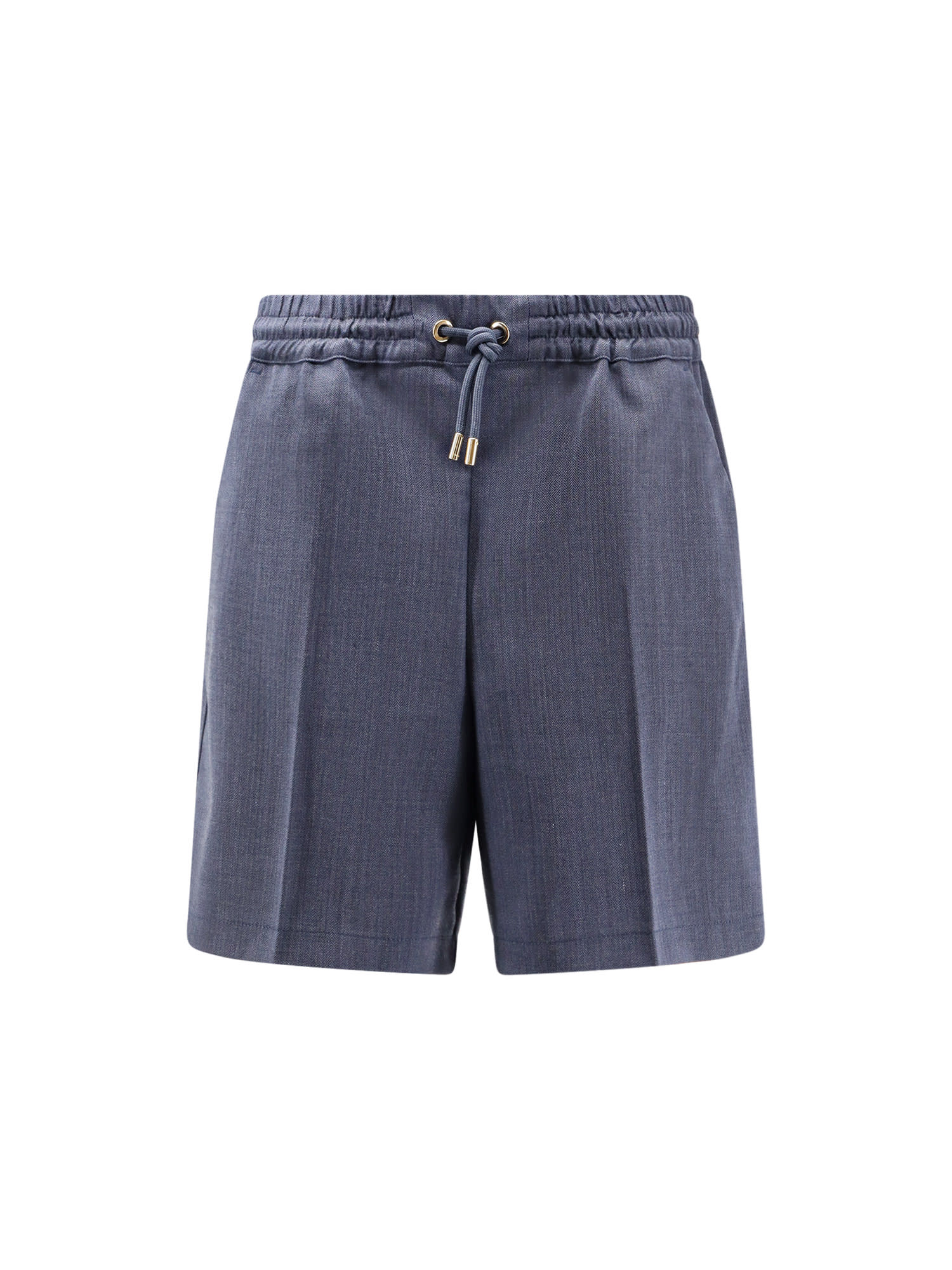 Pinko Scarola Textured Wool Bermuda Shorts In Blue