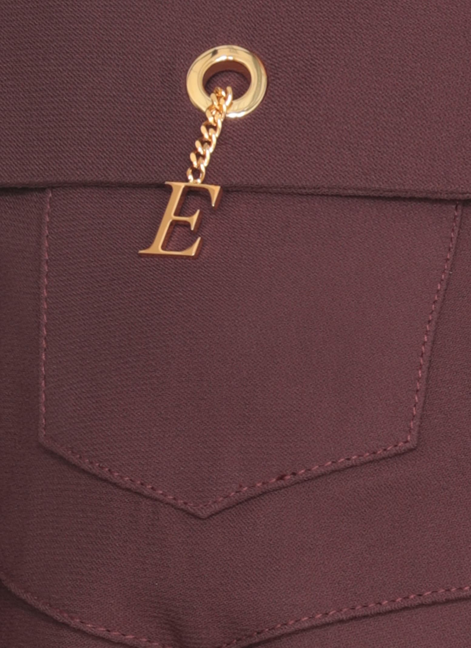 Elisabetta Franchi Shirt With Chest Pockets And Collared Neck In Burgundy
