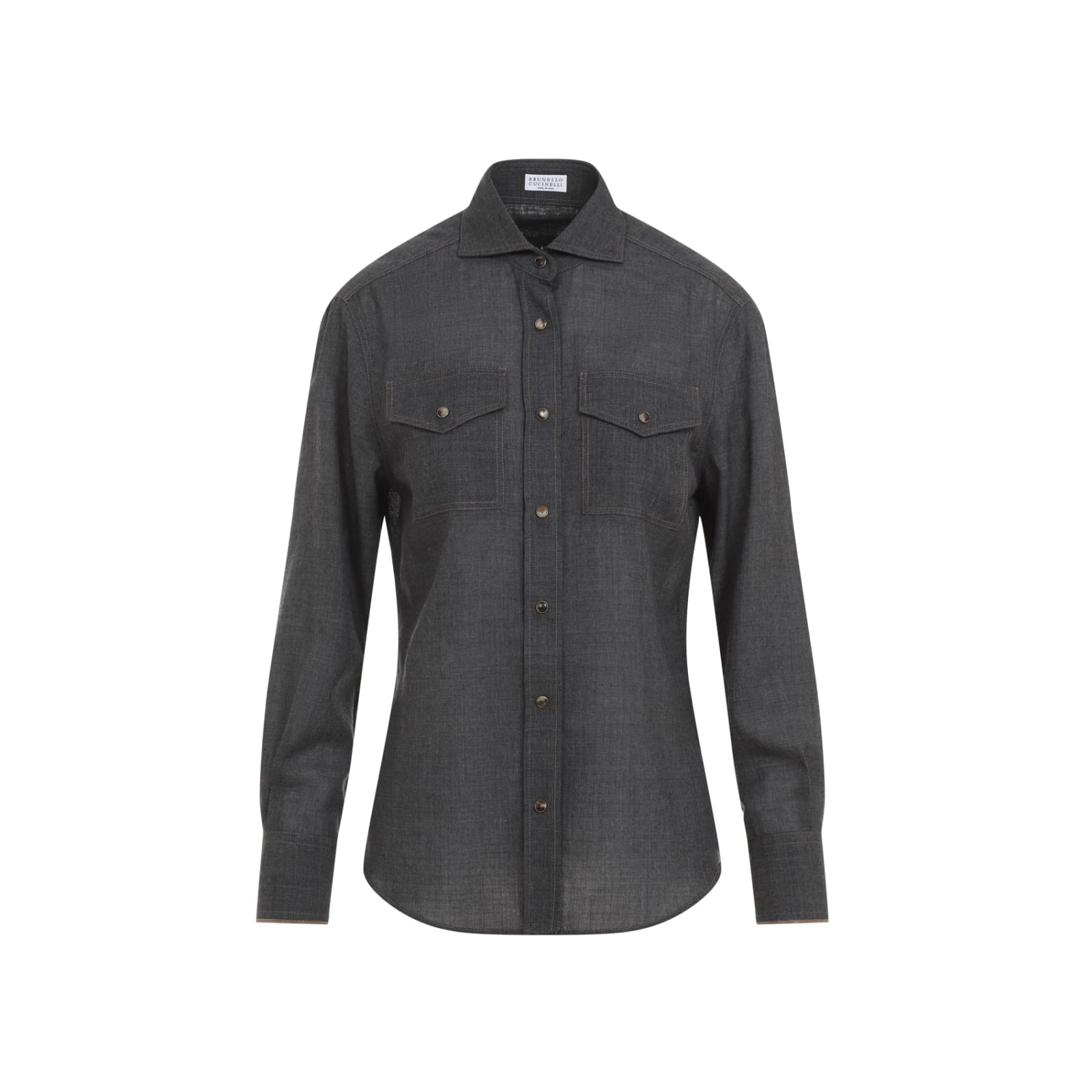 Shop Brunello Cucinelli Shirt In Grigio Scuro