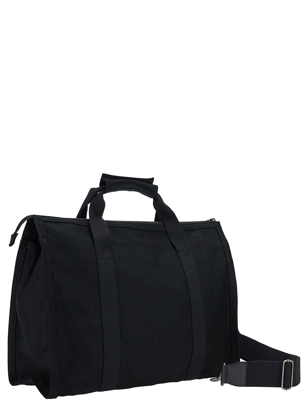 Shop Apc Black Gym Bag With Contrasting Logo Print In Cotton Man